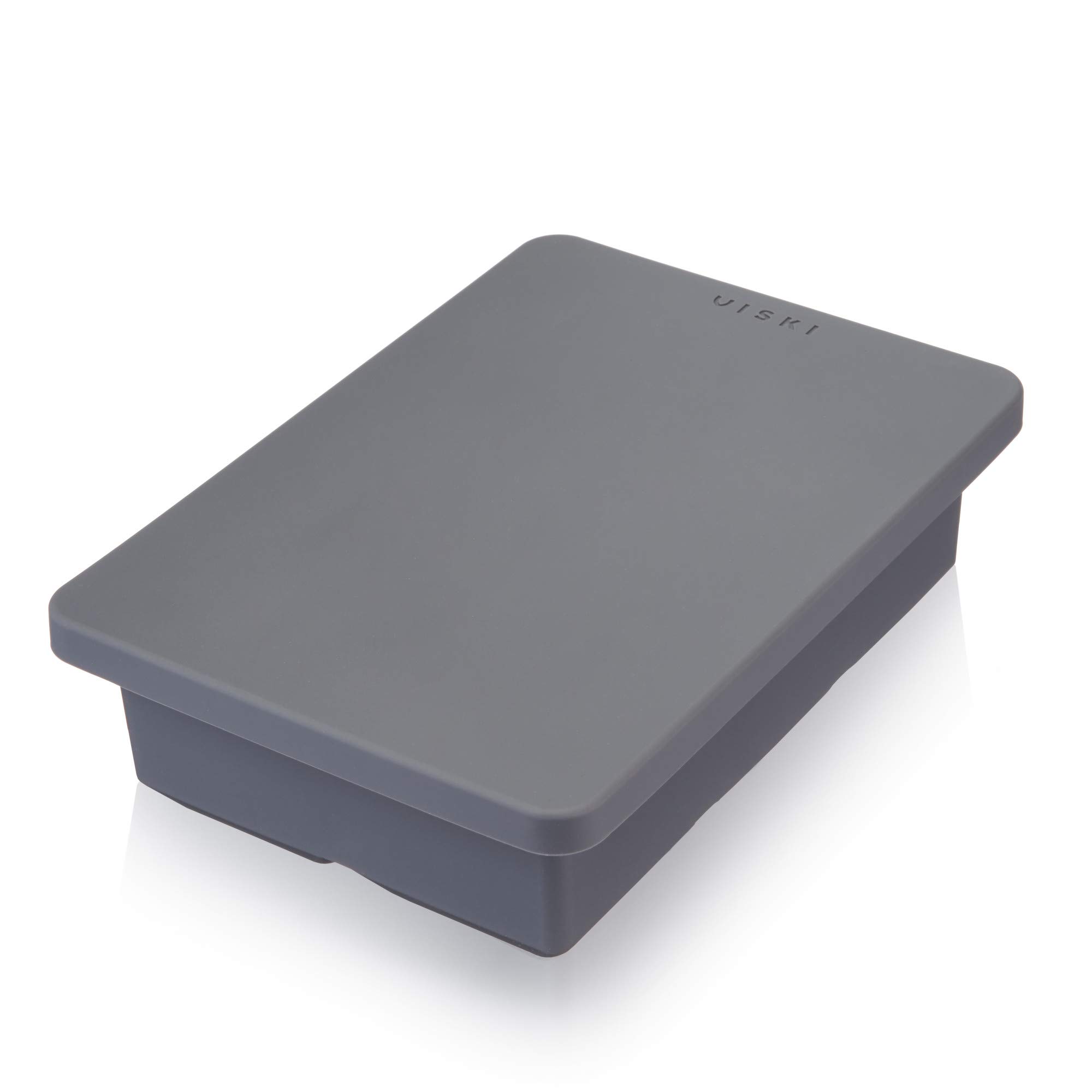 Premium Silicone Whiskey Ice Cube Mold Set - Large Square Ice Trays for Bourbon, Scotch & Cocktails - Perfect for Home Bars, Parties & Gift Giving (Grey)