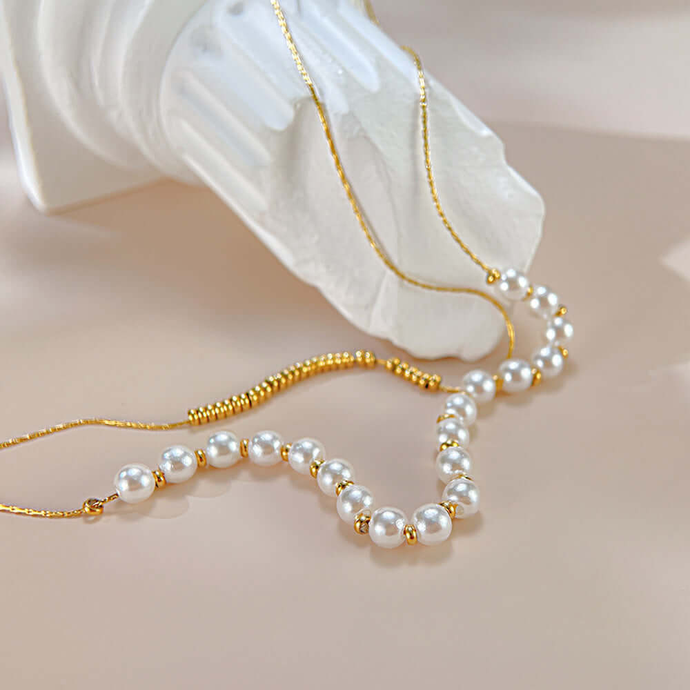 Elegant Dainty Pearl Beads Layering Chain Necklace for Women | GX2309 | Perfect for Everyday Wear, Date Nights & Special Occasions