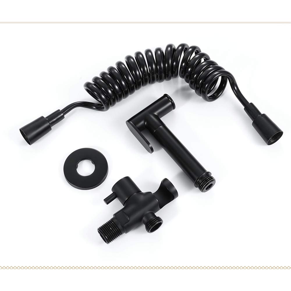 Black Brass Wall Mounted Bidet Sprayer Kit with Single Handle Cold Water Pressure Washer - MAXTED Toilet Bidet Accessory for Bathroom Hygiene & Personal Cleaning (Ideal for Modern Bathrooms, RVs & Tiny Homes)