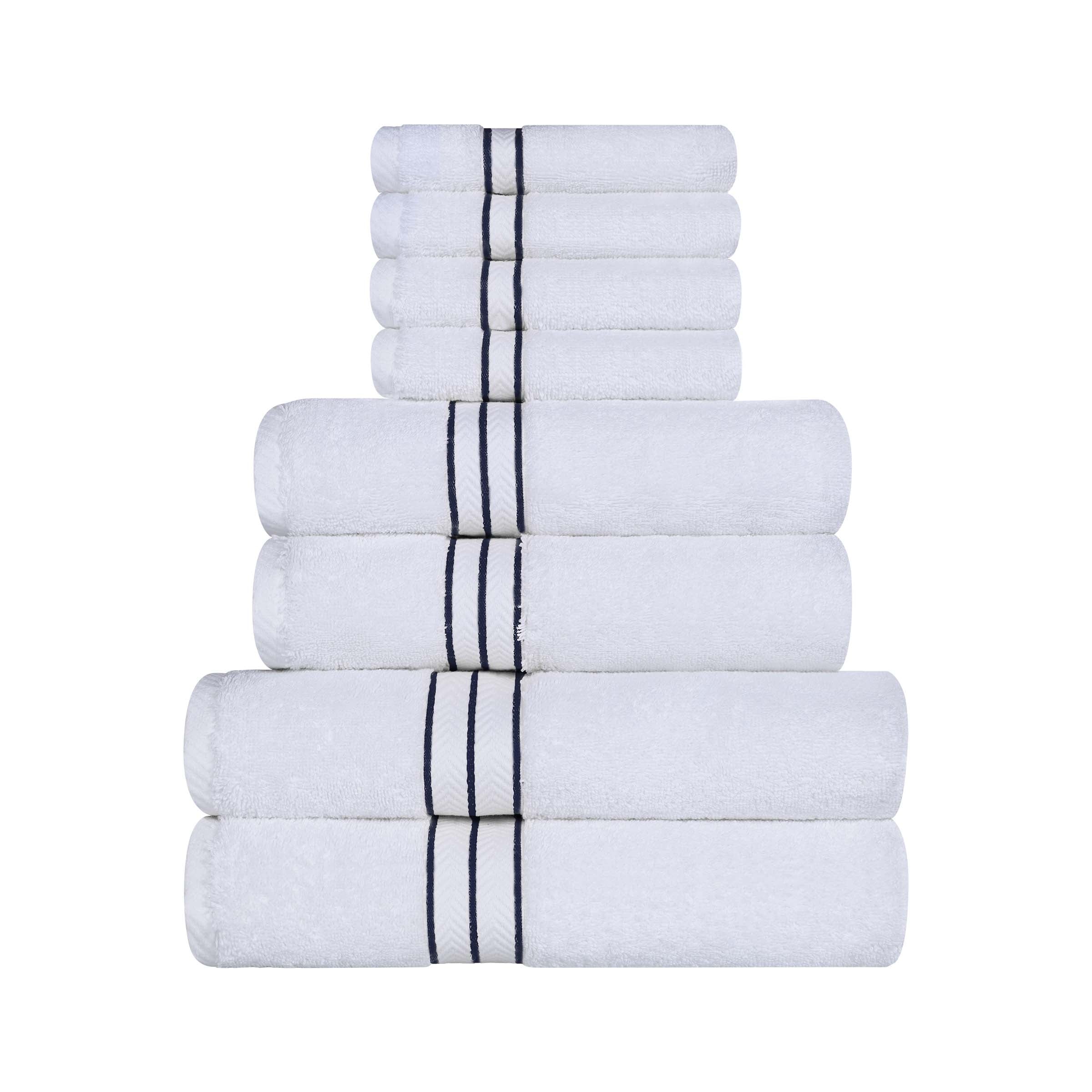 Premium Turkish Cotton 8-Piece Ultra Plush Bath Towel Set - Super Absorbent, Soft & Luxurious for Spa, Bathroom, and Beach Use
