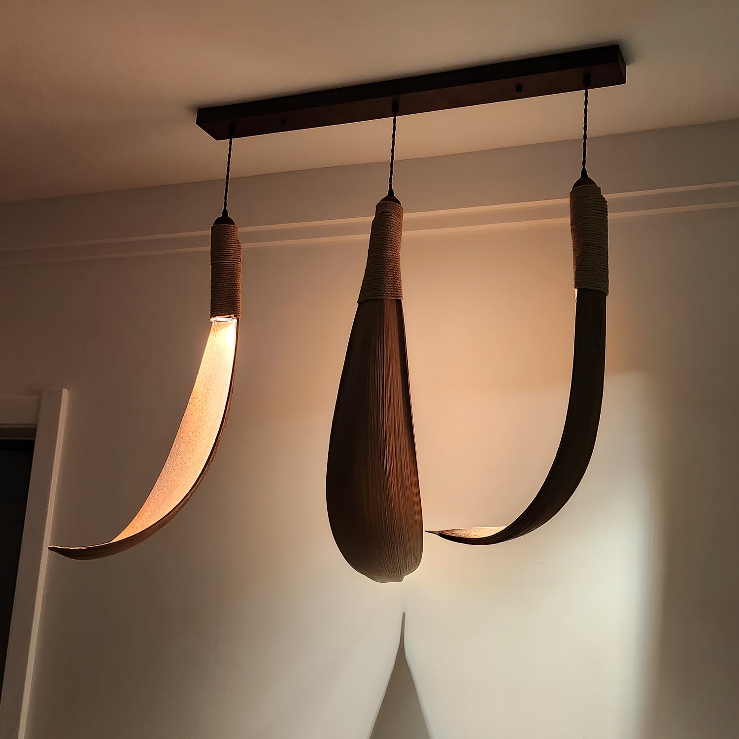 Handmade Cocoa Leaf Pendant Light - Natural Boho Hanging Lamp for Living Room, Bedroom & Dining Room Decor