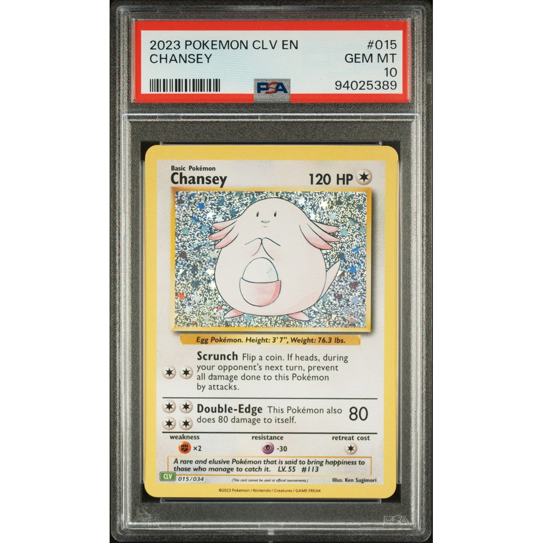 2023 Pokemon Classic Collection 015/034 Chansey PSA 10 Graded Card - Rare Collectible for Pokemon TCG Fans & Investors | Perfect for Display, Gaming, and Trading