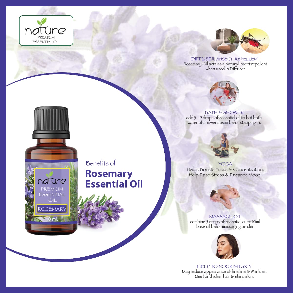 Organic Lavender & Rosemary Essential Oil Set - 100% Pure Natural Aromatherapy Oils for Diffusers, Massage & Relaxation (10ml Each) - Perfect for Stress Relief, Sleep Aid & Home Spa