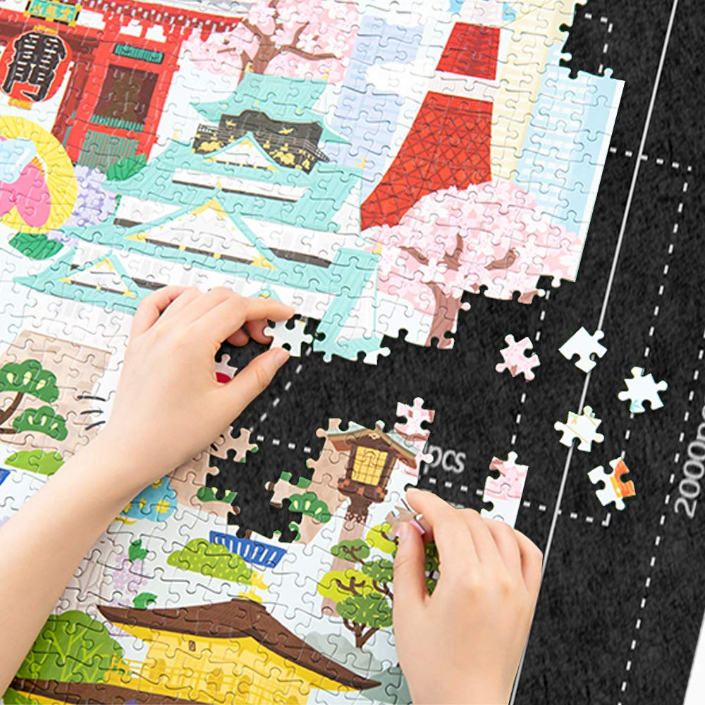BangShou 2000-Piece Puzzle Mat with Inflatable Roller, Felt Jigsaw Mat Board, Puzzle Storage Mat, Foldable Puzzle Saver with Air Pump – Perfect for Organizing and Protecting Large Puzzles at Home or On the Go