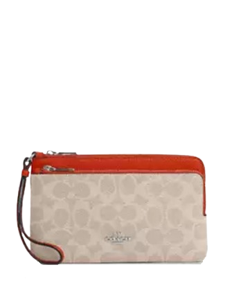 Coach Double Zip Wallet in Signature Canvas - Stylish & Durable Leather Wallet for Women - Perfect for Everyday Use, Travel & Gift Giving