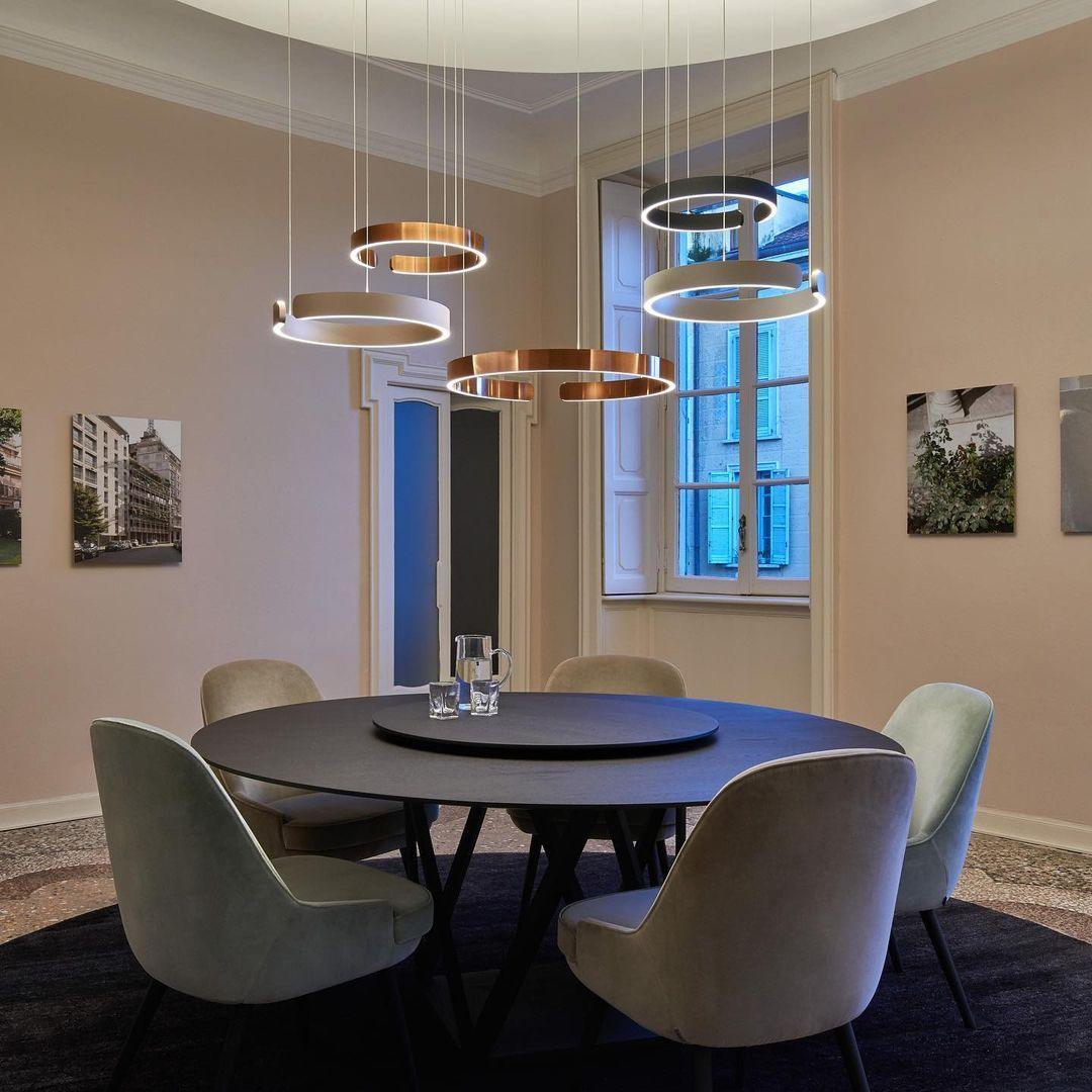 Elegant Modern Circular Chandelier - LED Crystal Ceiling Light Fixture for Dining Room, Living Room & Bedroom | Energy Saving & Dimmable Lighting Solution