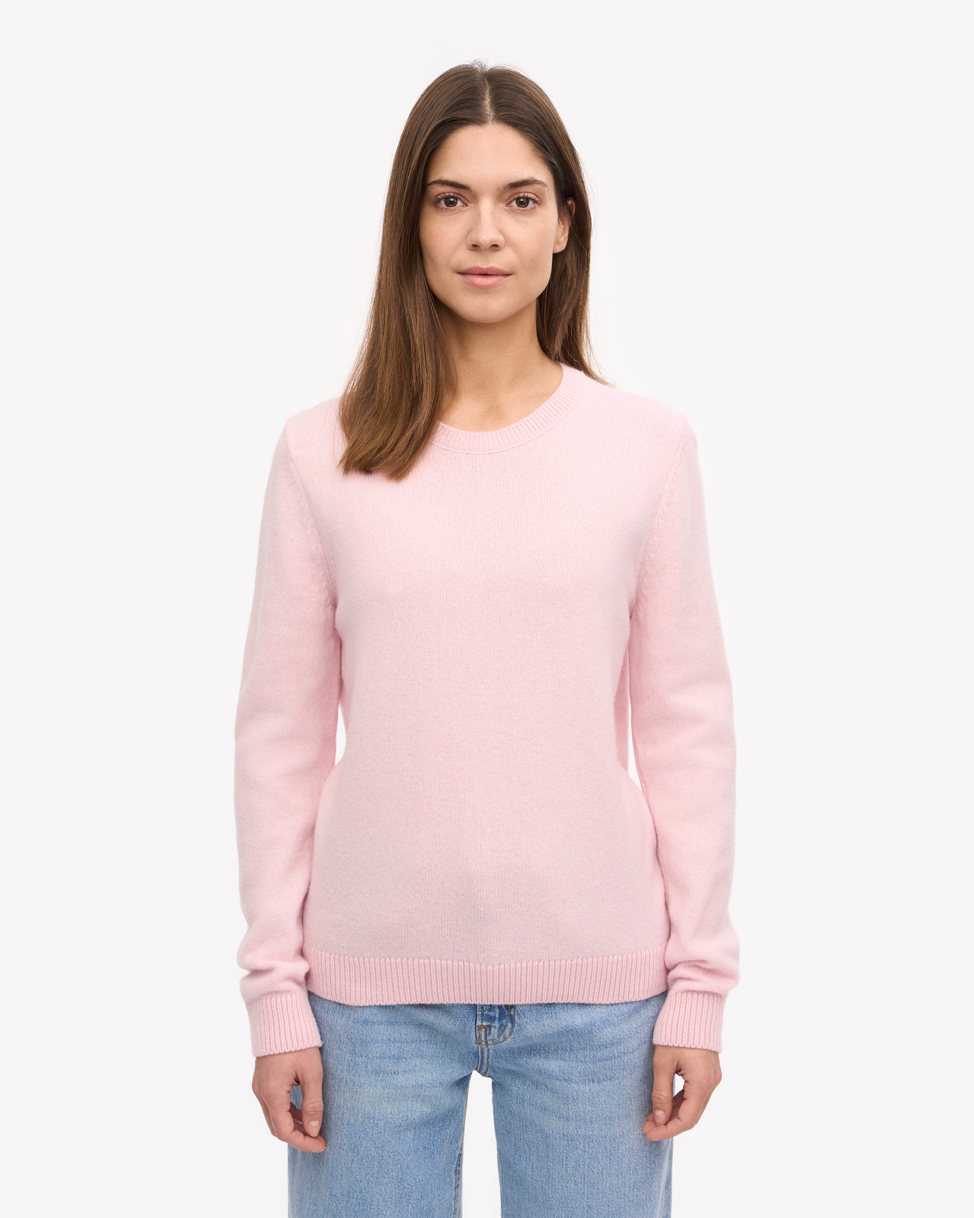 Women's Classic Merino Wool Crew Neck Sweater - Faded Pink | Soft & Warm Winter Knitwear for Casual Outfits & Office Wear