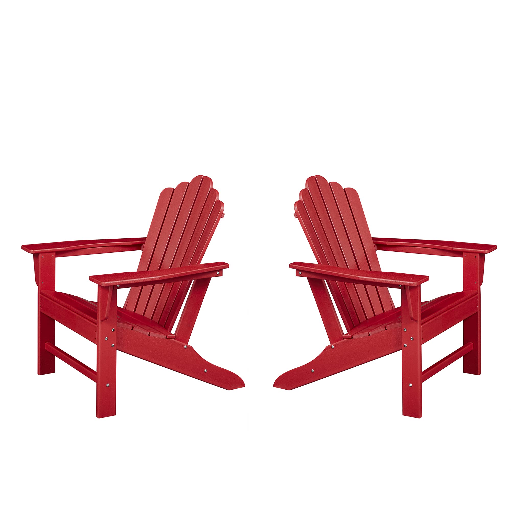Premium Weather-Resistant Adirondack Patio Chairs Set of 2 - Heavy Duty Outdoor Furniture for Backyard, Garden, Deck & Porch - Perfect for Relaxing, Sunbathing & Outdoor Entertaining (Red)