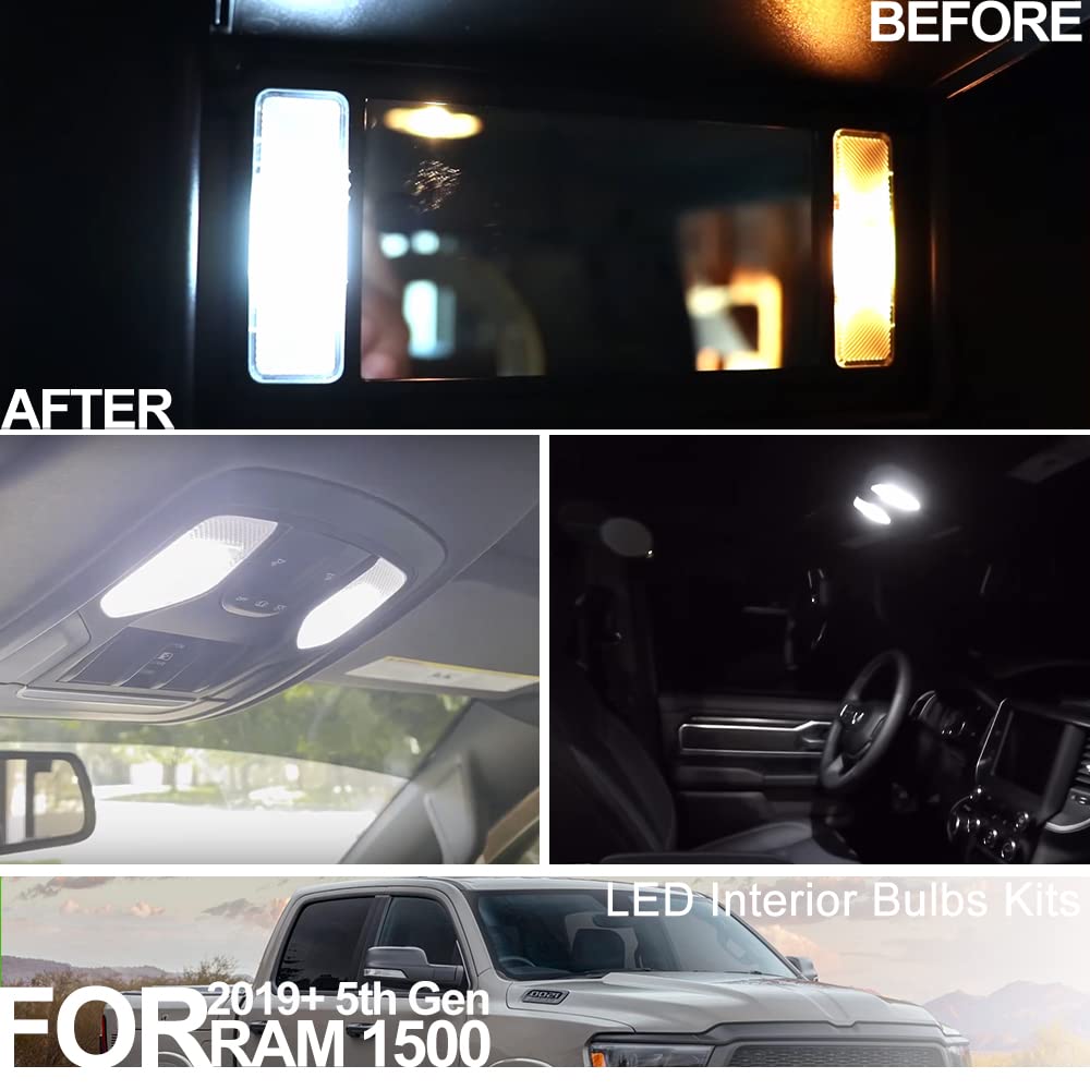 12-Pack 6000K Super Bright White LED Interior Light Bulbs for 2019-2022 Dodge RAM 1500 5th Gen - Dome, Map, Footwell & Cargo Lights with Free Installation Tool - Perfect for Night Driving & Interior Upgrades