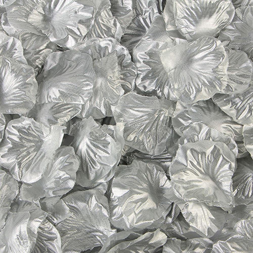 100PCS Artificial Silk Rose Petals - Realistic Fake Flower Petals for Wedding Decor, Valentine's Day, Romantic Dinner, Party Table Centerpiece - Perfect for Home Decor, Birthday Celebrations & Dining Room Arrangements (Silver)