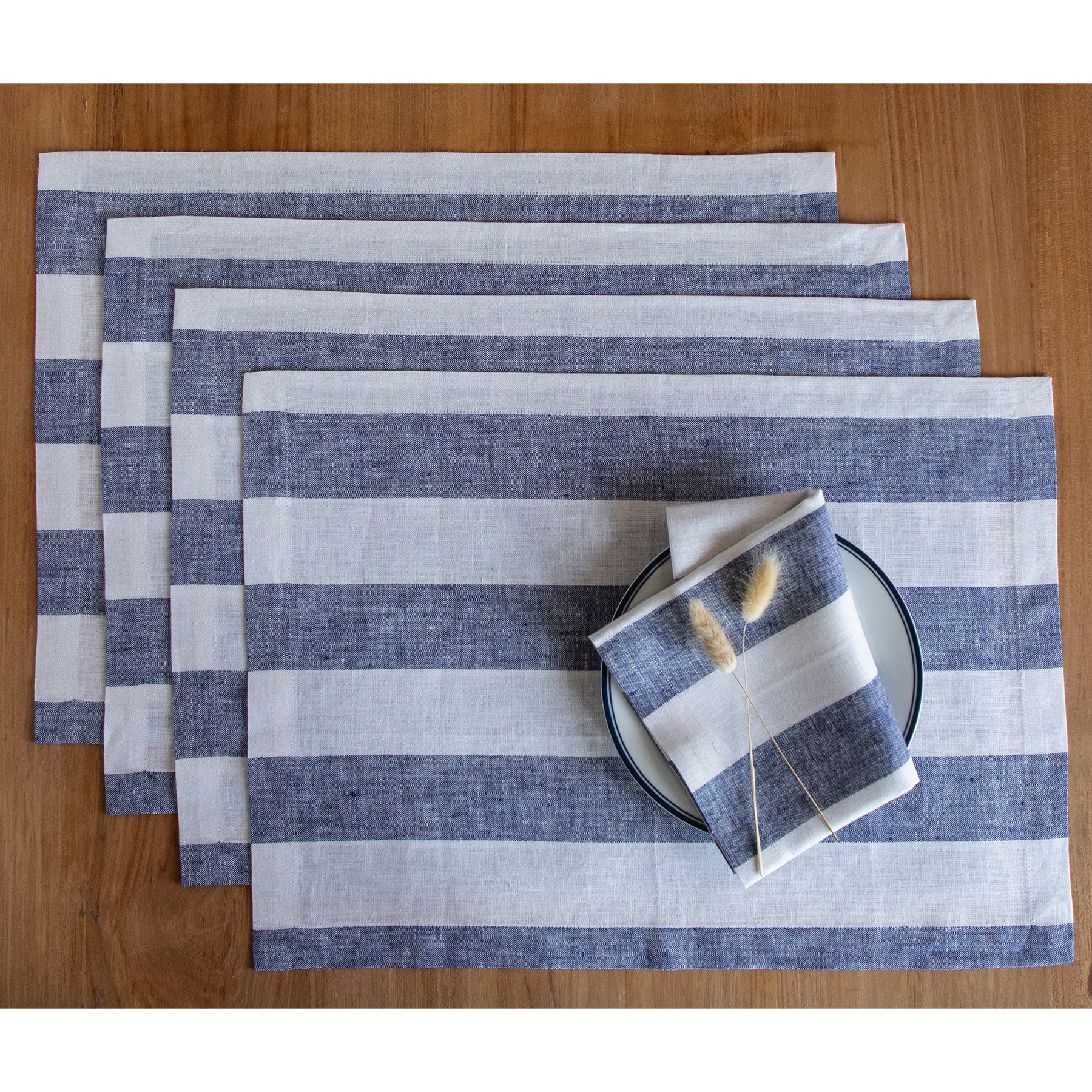 Stylish Cabana Stripe Placemats Set of 4 - Waterproof & Durable Table Mats for Dining, Kitchen, and Outdoor Entertaining