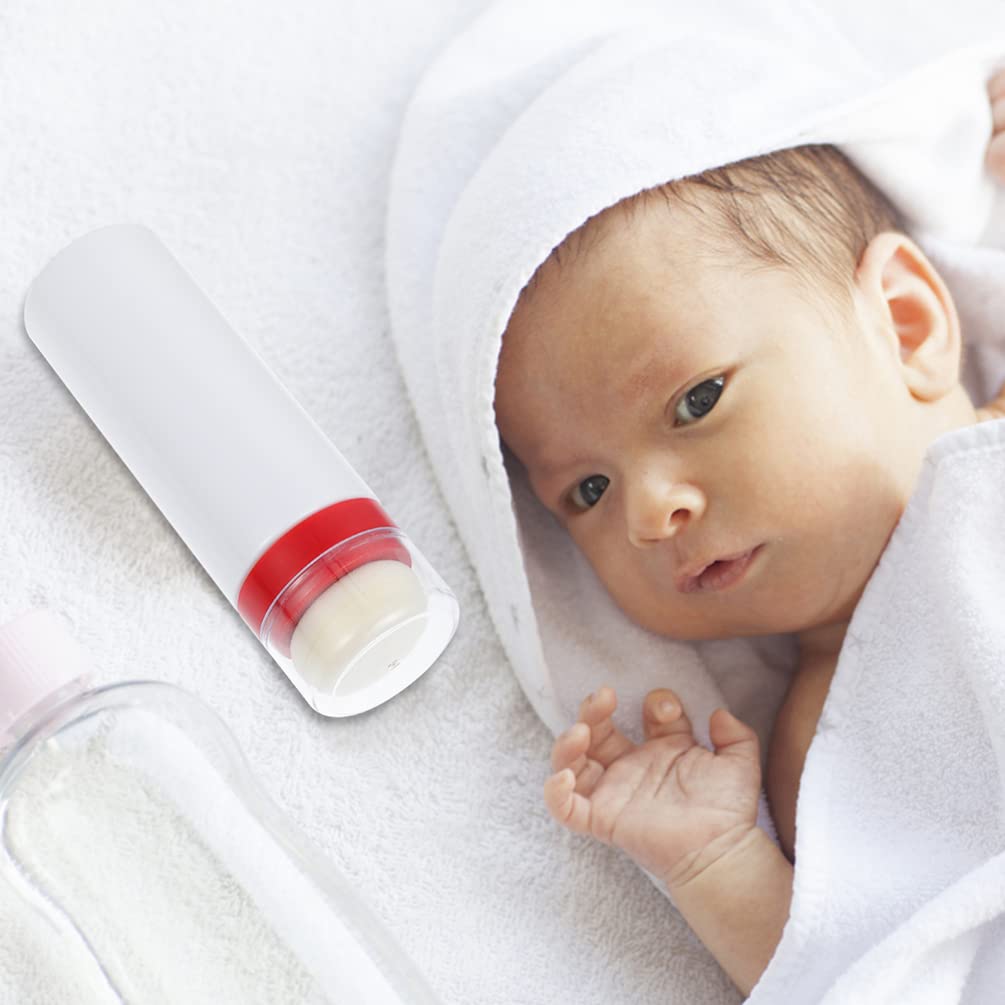2-Piece Baby Powder Puff Set with Travel Box - Portable White Plastic Makeup Containers for Toddlers & Kids | Perfect for After-Bath Care, Diaper Changes & On-the-Go Parenting