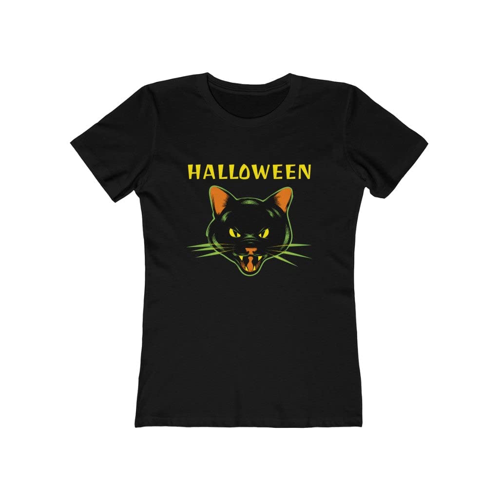 Black Cat Halloween T-Shirt for Women - Cute & Spooky Halloween Shirt for Women - Perfect for Halloween Parties, Costume Contests & Trick or Treating