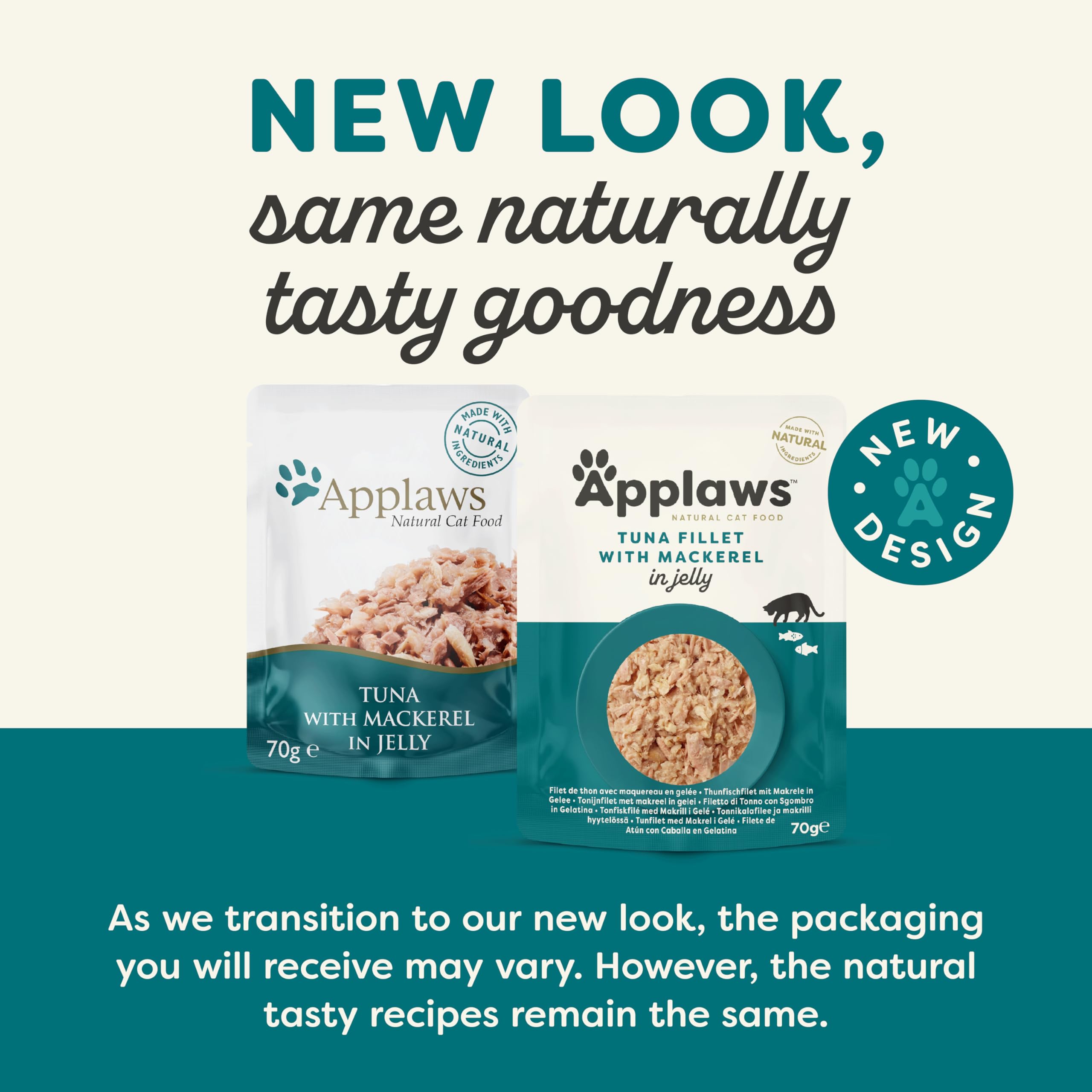 **Applaws Natural Cat Food - Tuna & Mackerel in Jelly, 70g Pouch (Pack of 16) - High-Protein Wet Cat Food for Adult & Senior Cats - Perfect for Mealtime, Travel & Treats**