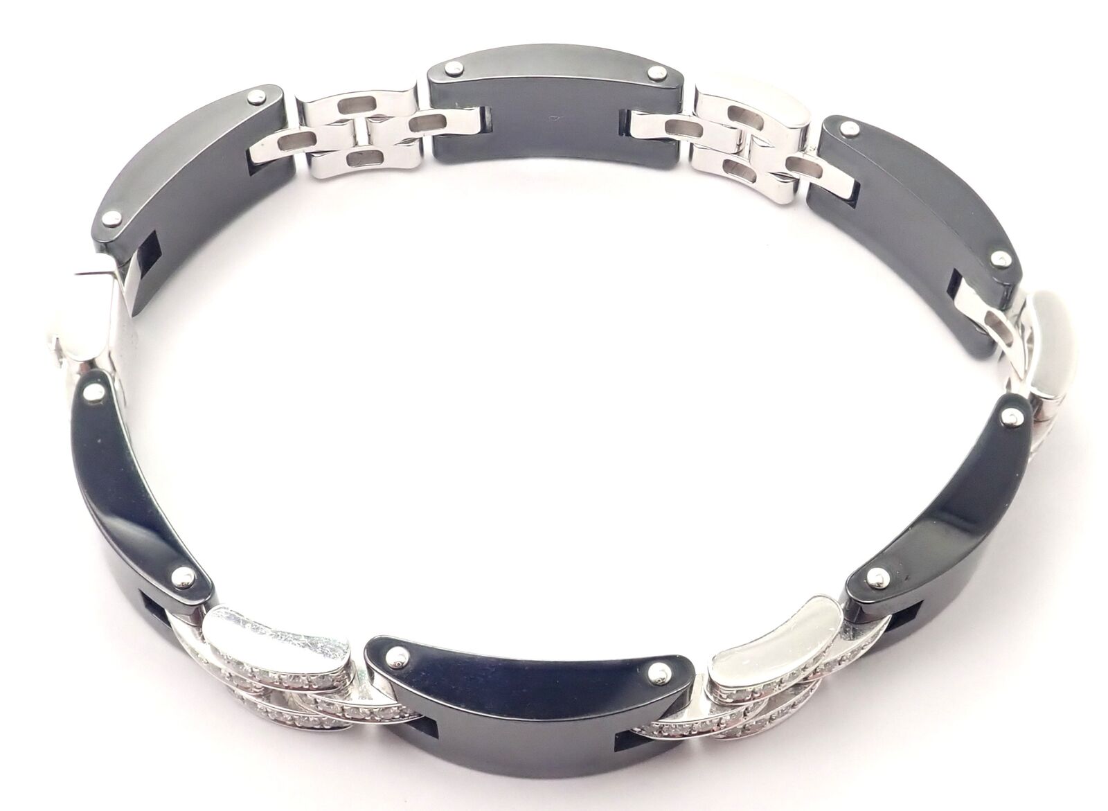Authentic Cartier Maillon Panthere 18K White Gold Diamond Ceramic Link Bracelet | Luxury Jewelry for Women | Perfect for Gifts, Weddings & Special Occasions