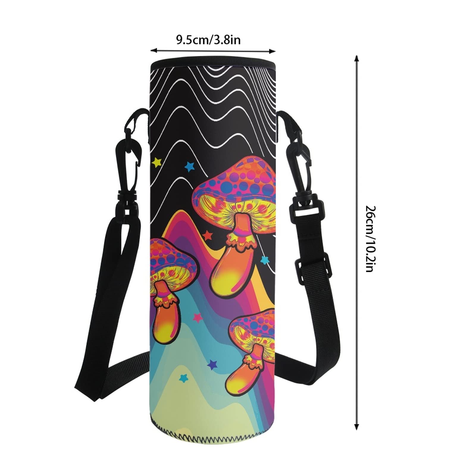 Custom Printed Insulated Neoprene Water Bottle Holder with Adjustable Shoulder Strap - Leakproof & Lightweight Bottle Cover for Hiking, Gym, Travel & Outdoor Activities