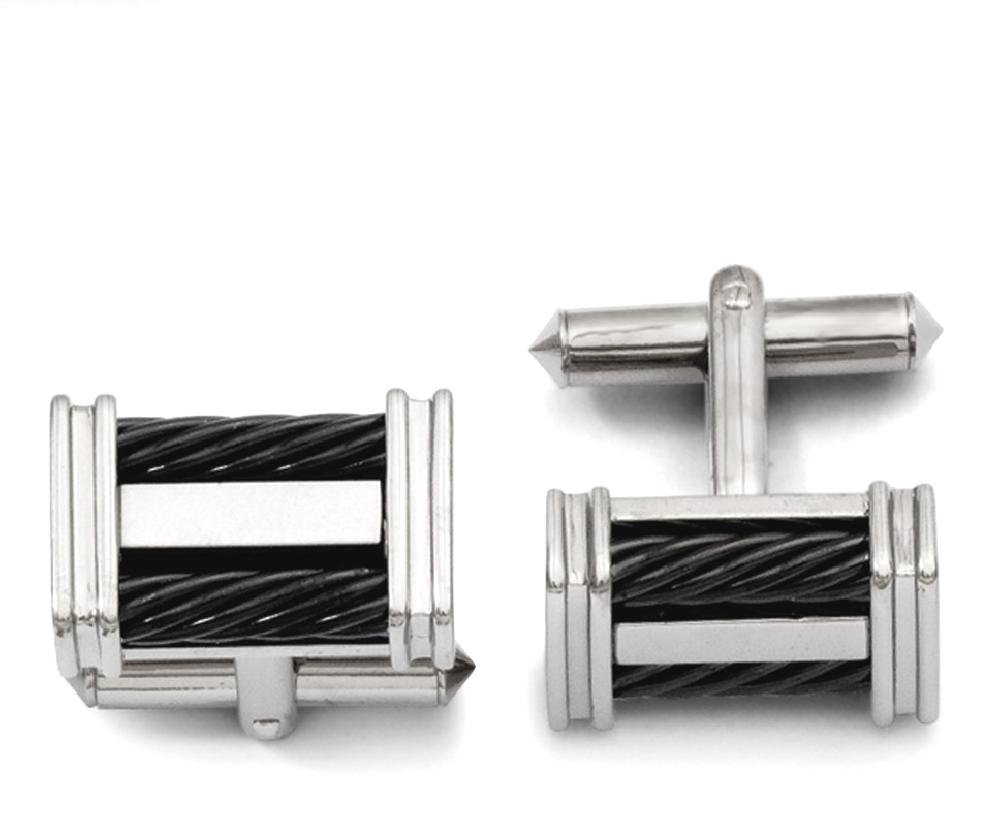 Premium Titanium Black Wire Cufflinks for Men - Elegant Formal Wear Accessories for Weddings, Business Meetings & Special Occasions