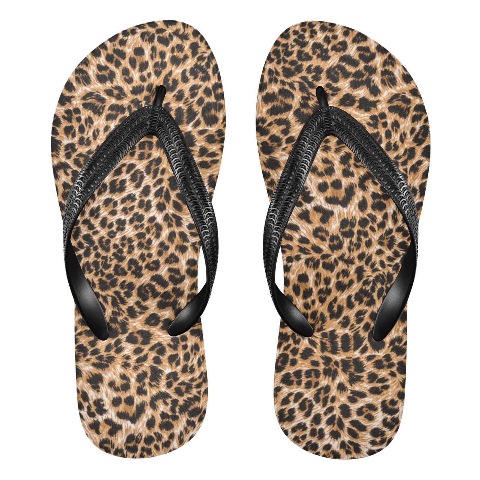 Stylish Brown Leopard Camo Flip Flops for Men & Women - Comfortable Beach Sandals, Summer Casual Slippers with Thong Design (Sizes S-XXL) - Perfect for Pool, Beach Vacations & Outdoor Activities