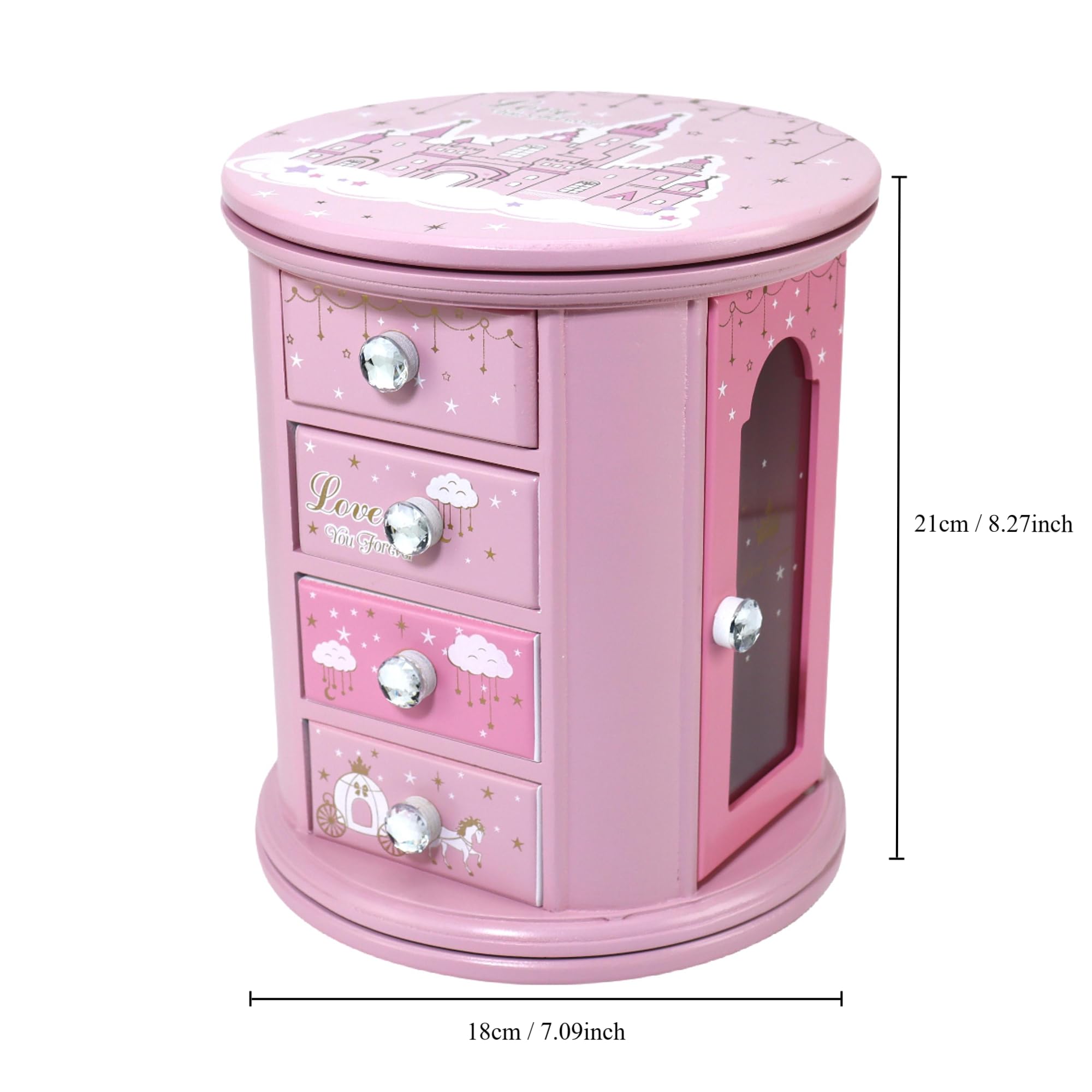 Pink Princess Jewelry Box for Girls - Kids Organizer & Gift for Bedroom Decor
