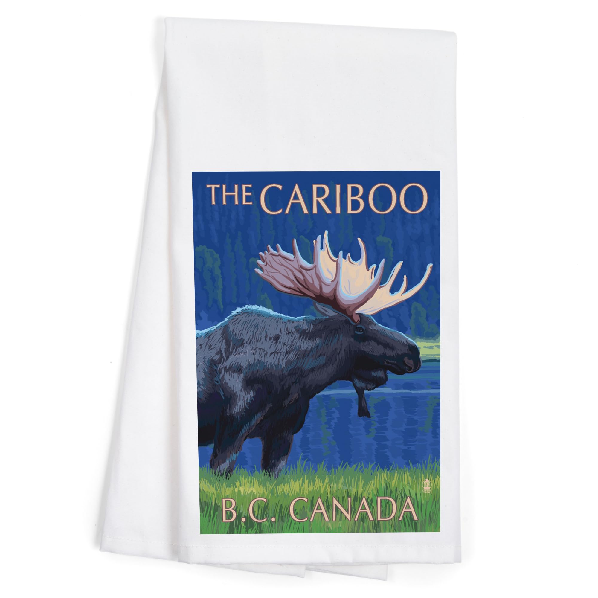 Lantern Press Moose at Night The Cariboo BC Canada 100% Cotton Tea Towel - Decorative Hand Towel for Kitchen, Home Decor & Gifts | Perfect for Dish Drying, Wall Art & Cozy Cabin Decor