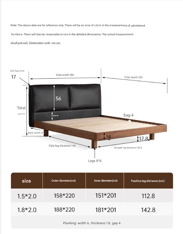 Solid Black Walnut Wood Leather Upholstered Suspended Bed with LED Lighting - Perfect for Modern Bedroom, Guest Room, and Luxury Home Decor