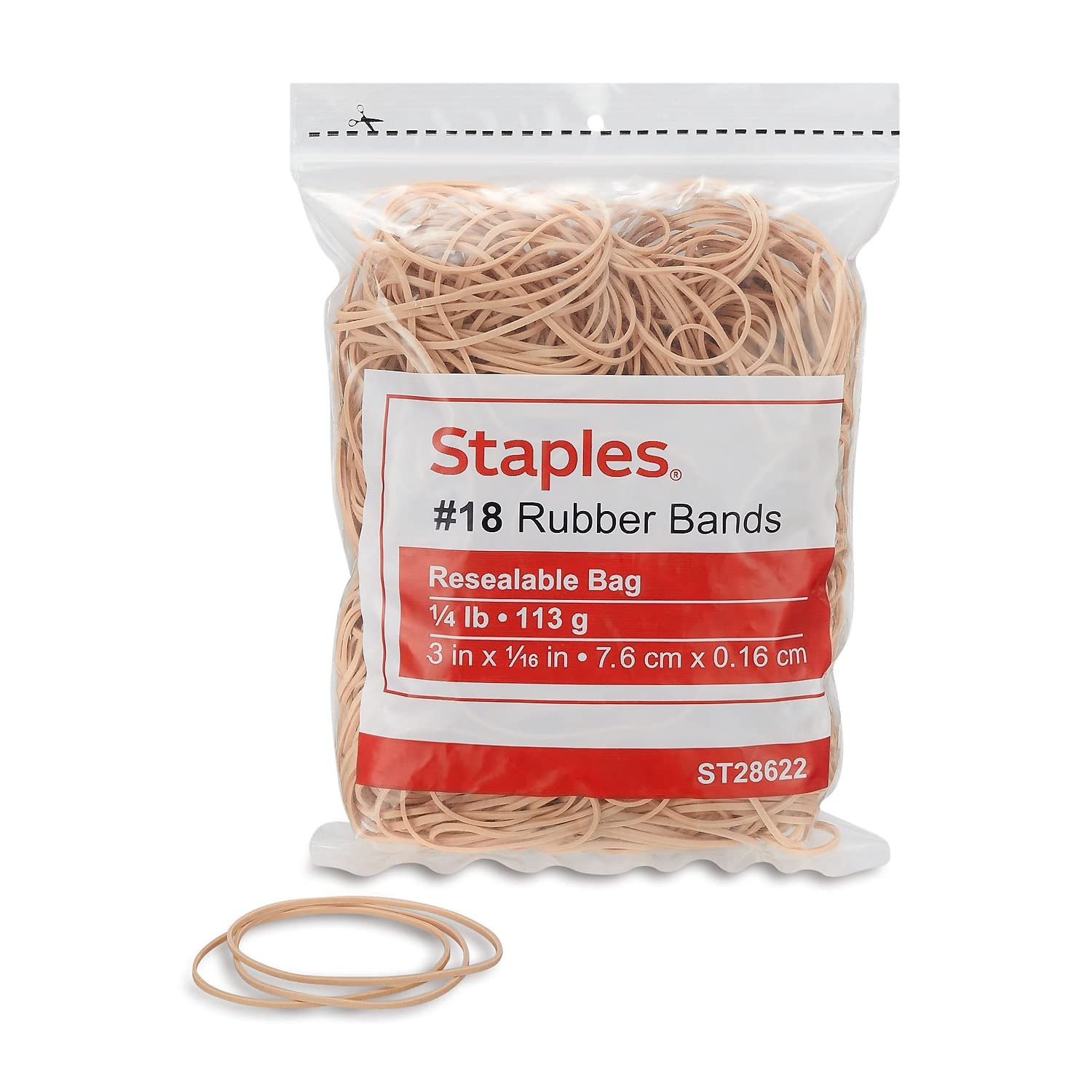 Staples 646090 #18 Economy Rubber Bands - 1.75 oz, 100 Count - Office, School, Home & Craft Supplies for Organizing, Bundling & DIY Projects