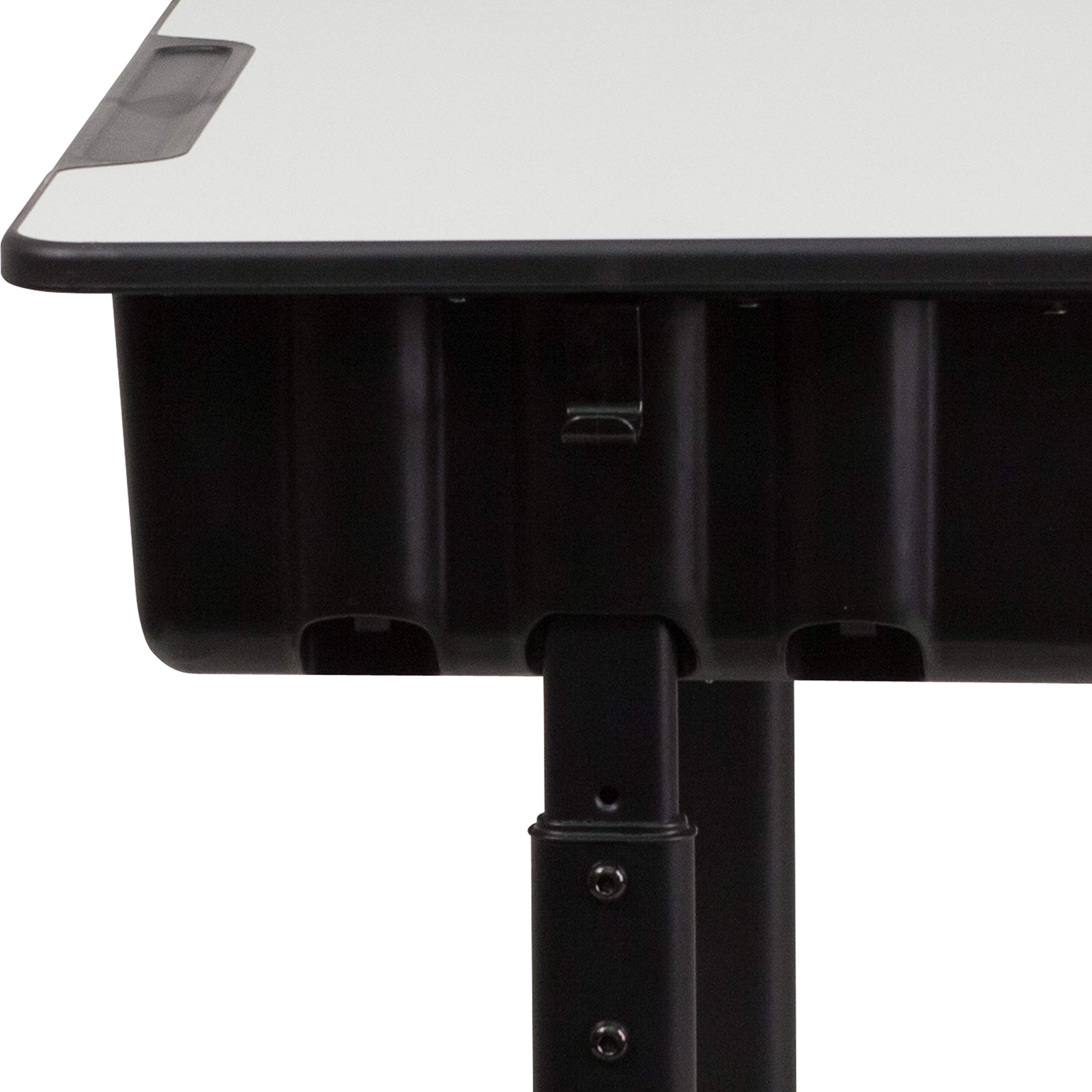 Adjustable Height Grey Student Desk with Black Pedestal Frame - Perfect for Home Study, Online Learning & Small Spaces - EMMA + OLIVER
