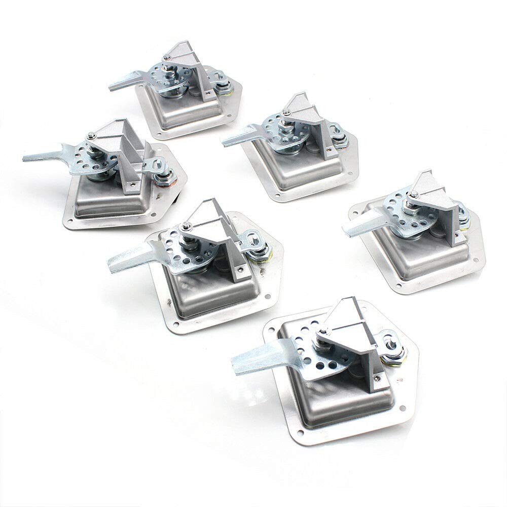 6-Piece Stainless Steel Trailer & Caravan Door Tool Box Lock T-Handle Latch Set with Keys - Folding Bent Up Design for RV, Camper, and Storage Security - USA Stock