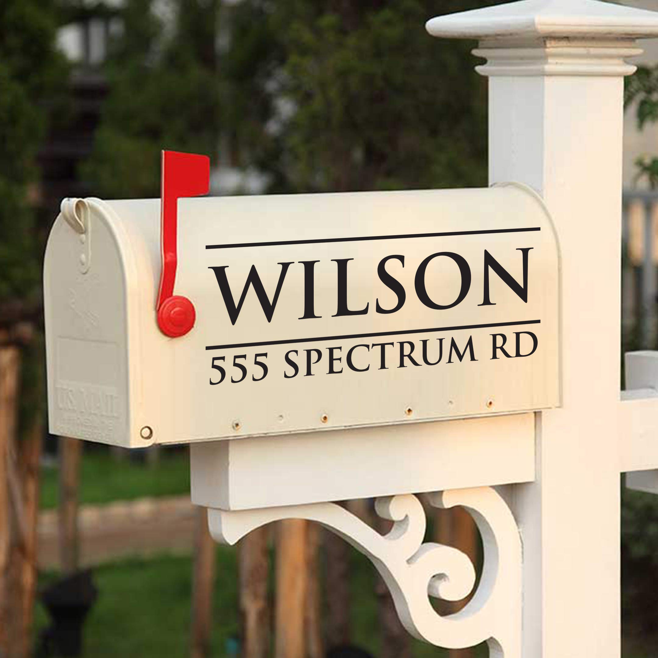 Custom Mailbox Name & Street Address Vinyl Decal - 13