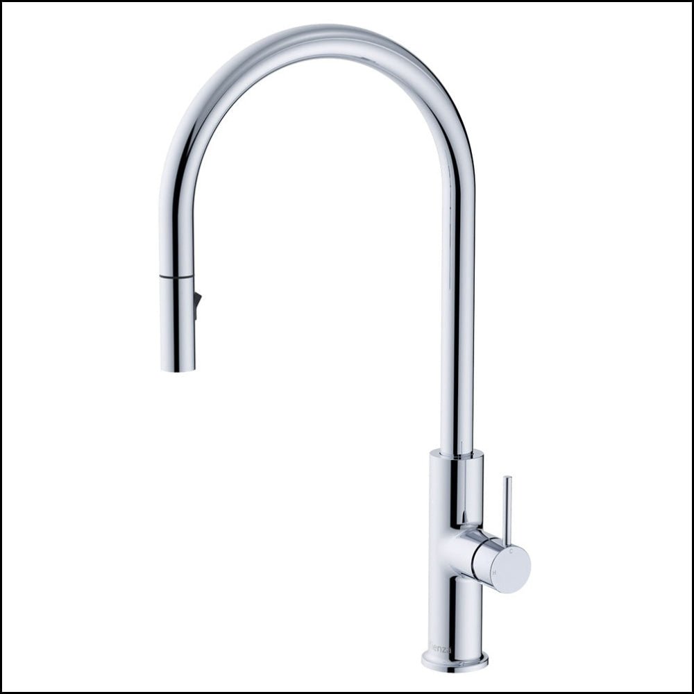 Fienza Kaya Pull-Out Kitchen Sink Faucet with Sprayer - 228108 Model | Modern Brushed Nickel Finish for Easy Dishwashing & Food Prep