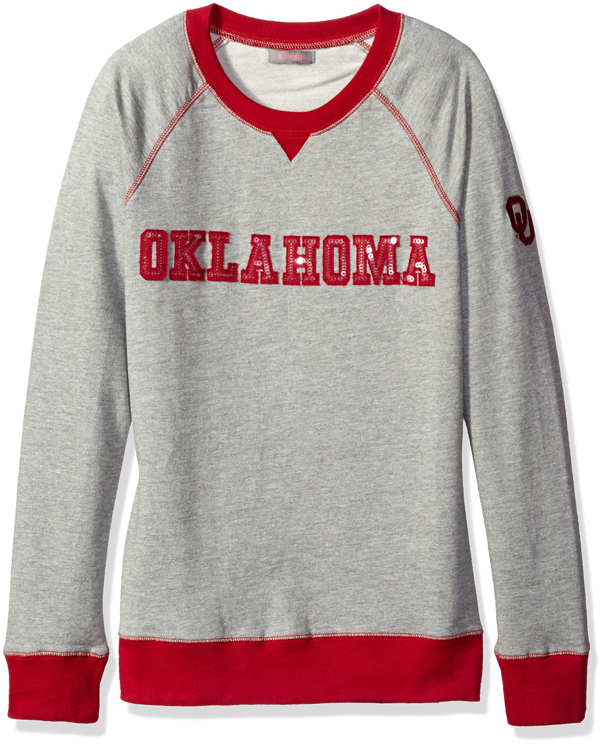 UG Apparel Women's Oklahoma Sooners Sequin Pullover Hoodie - Glitter Long Sleeve Sweatshirt for Game Day, College Football, and Casual Wear
