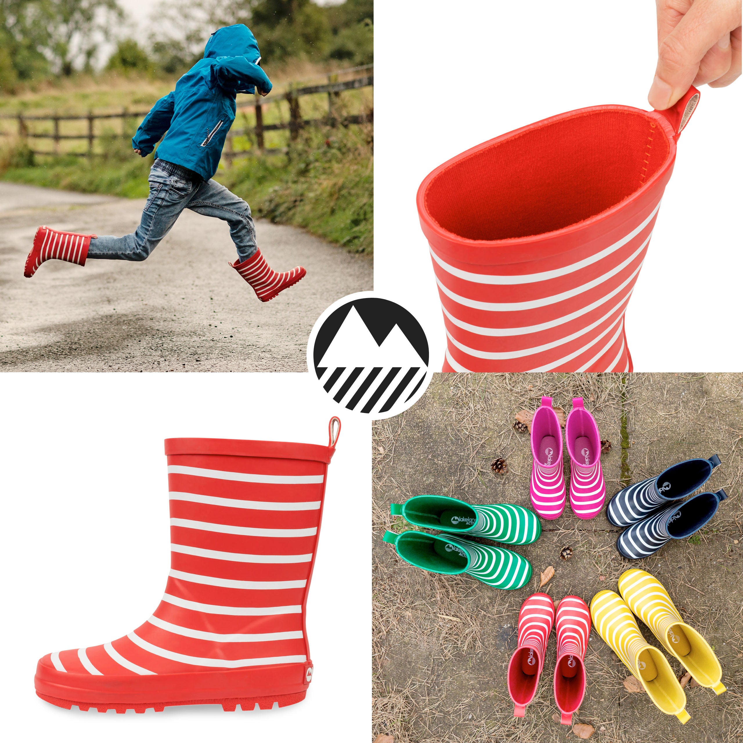 Kids' Waterproof Striped Rain Boots - Durable & Comfortable Wellington Boots for Outdoor Play, Puddle Jumping & Garden Adventures