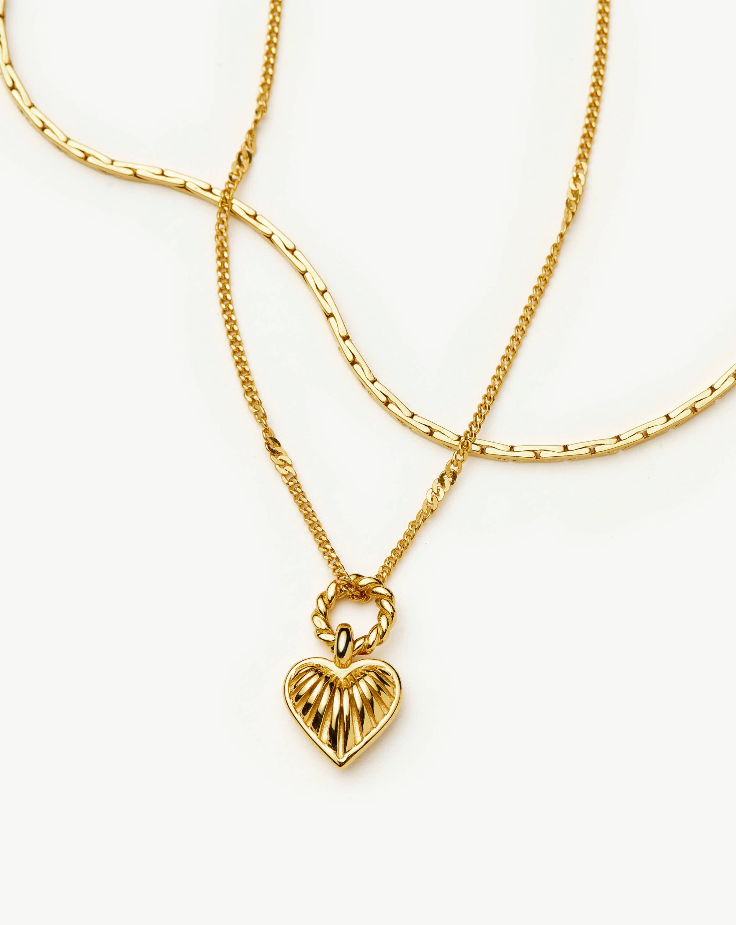 Mini Ridge Heart Chain Necklace Set - 18k Gold Plated Dainty Jewelry for Women | Perfect for Valentine's Day Gifts, Anniversary Presents & Everyday Elegance