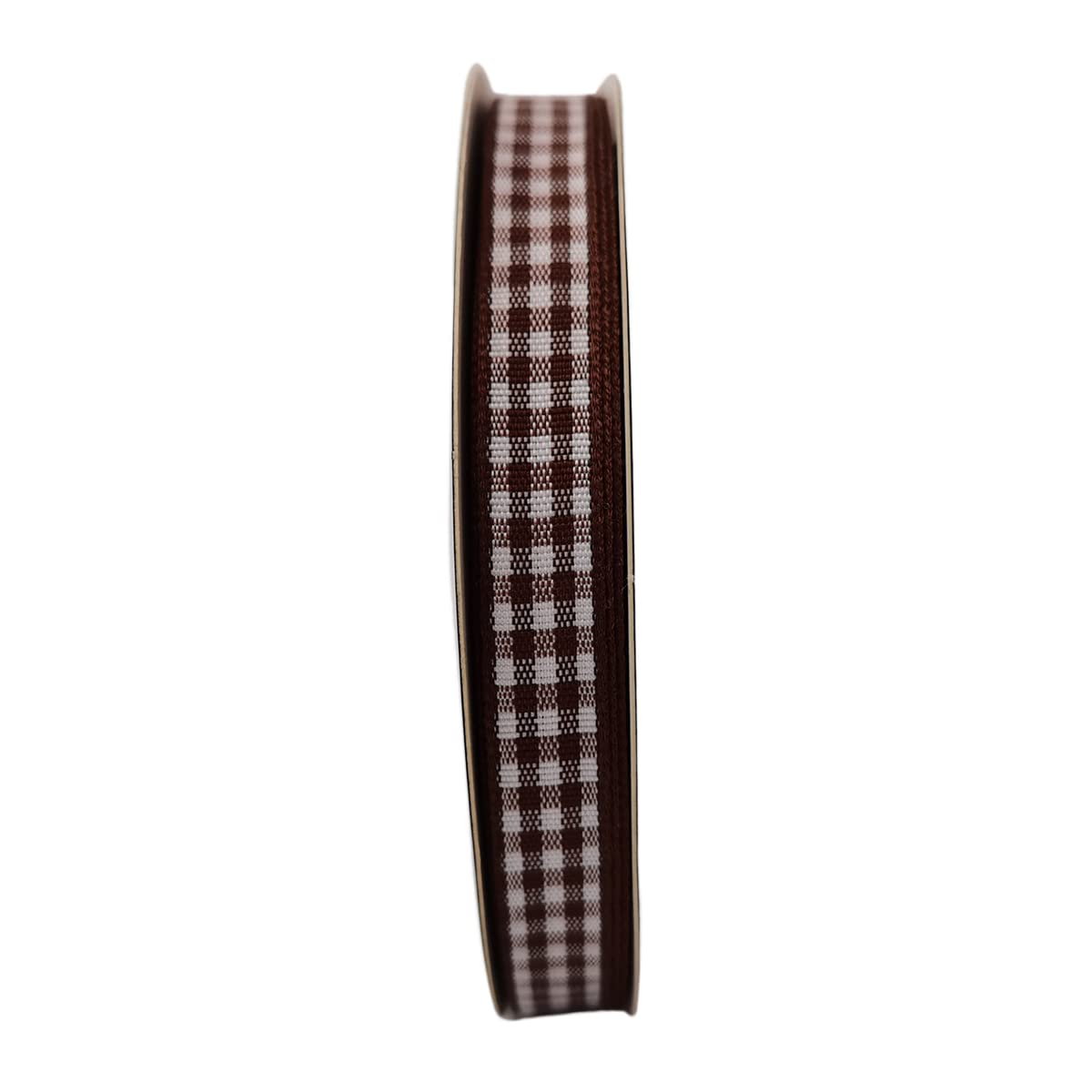 Brown Gingham Ribbon 25 Yards - 100% Polyester Plaid Checked Craft Ribbon (3/8 Inch) for Christmas Decorations, Gift Wrapping & DIY Projects