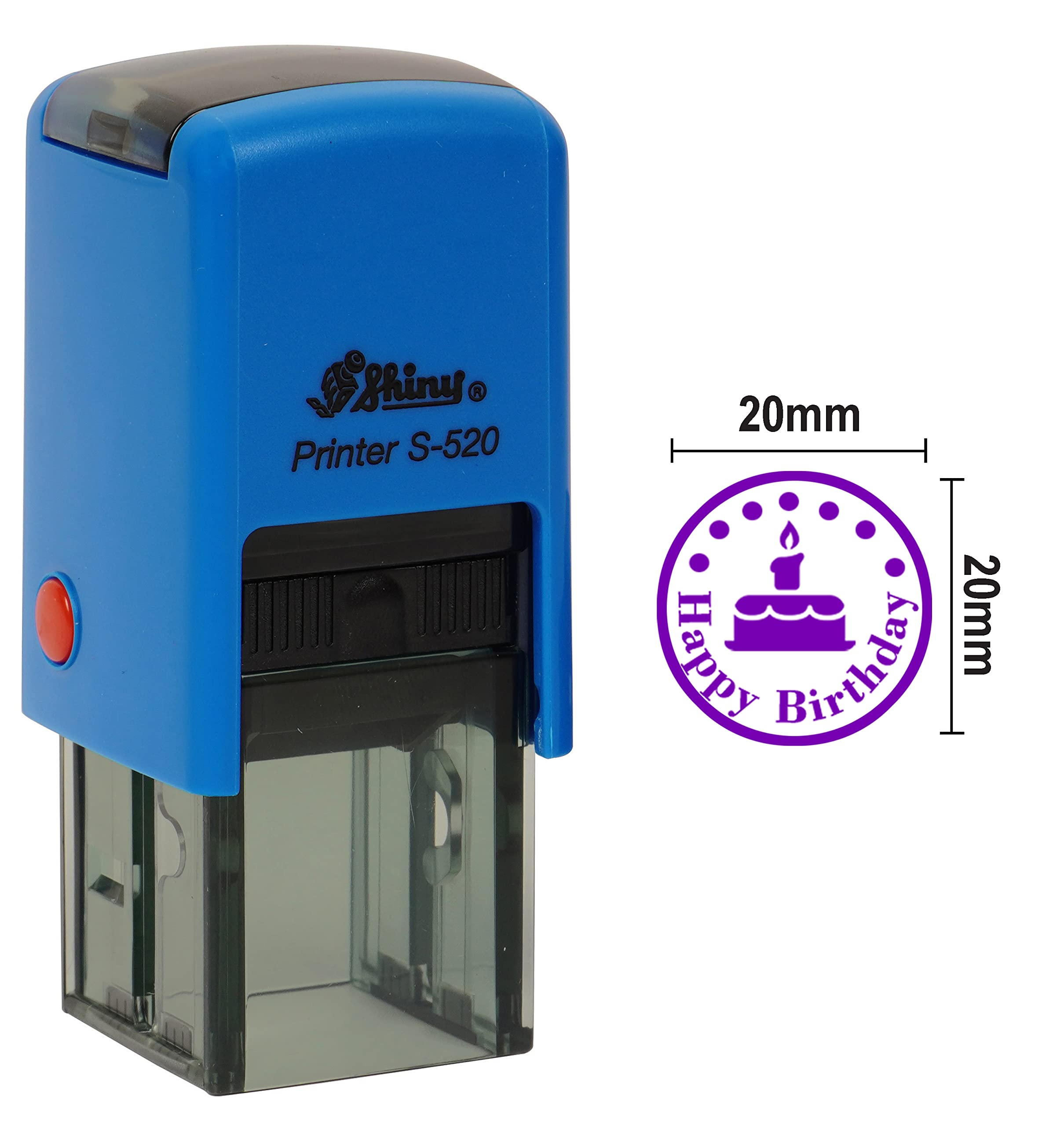 Happy Birthday Round Self Inking Stamp - 20mm Mini Shiny Mounted Rubber Stamp for Cards, Invitations & Gift Wrapping