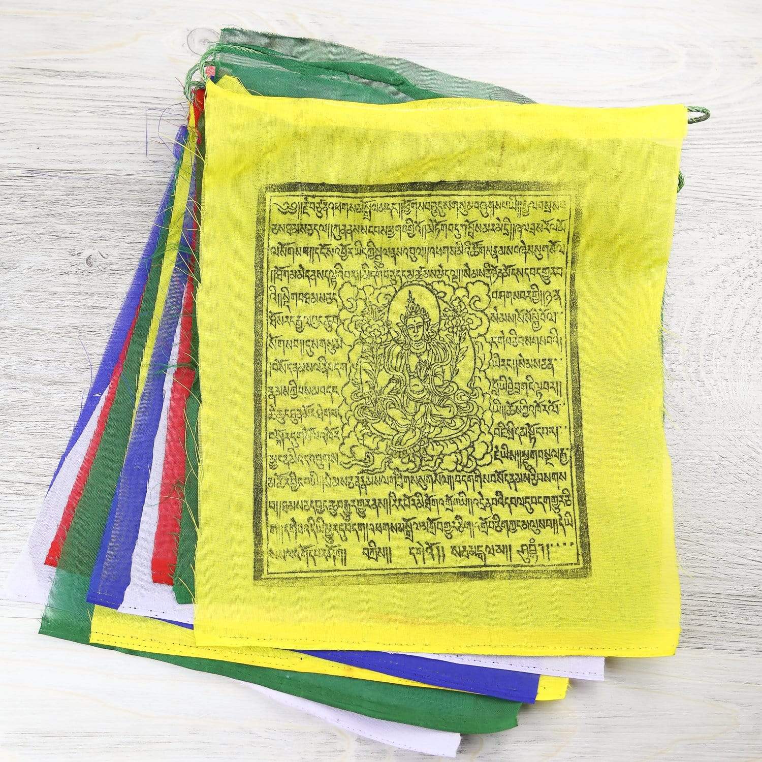 Authentic Green Tara Mantra Prayer Flags - Buddhist Blessings for Peace & Protection | Perfect for Home, Garden & Meditation Spaces