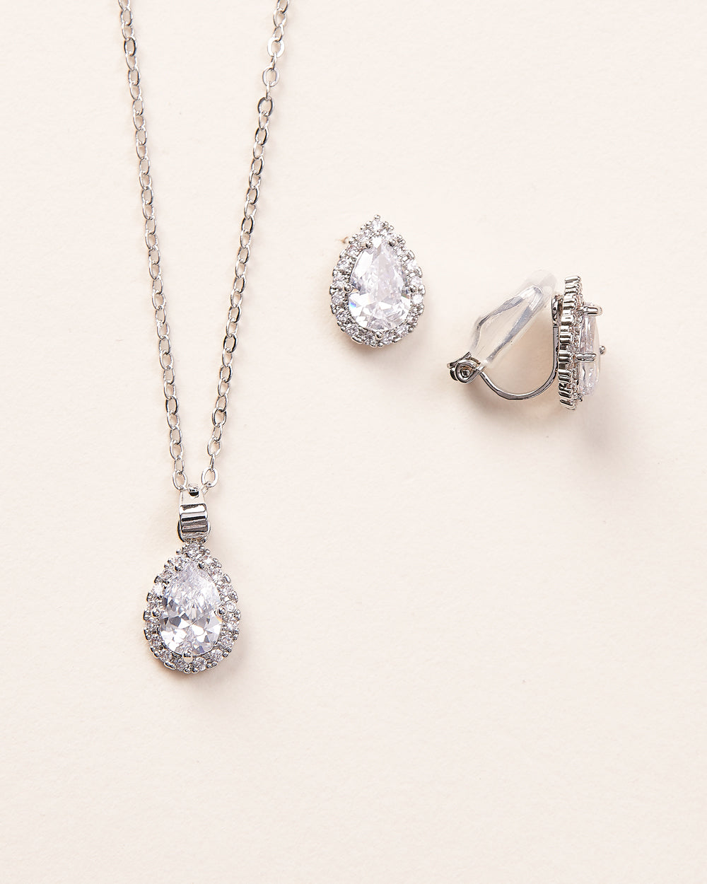 Emma Sterling Silver CZ Bridesmaid Jewelry Set - Elegant Necklace & Earrings for Weddings, Parties & Special Occasions