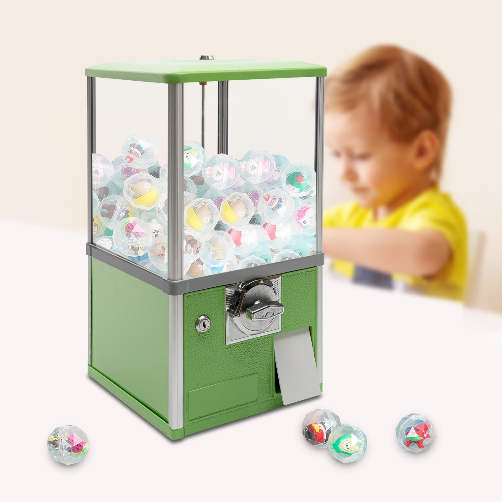 Commercial Big Capsule Vending Machine for Candy & Gumballs - High Capacity Business Vending Machine for Game Stores, Retail Shops, Arcades & Malls - US Stock (Green) - Perfect for Entertainment Centers, Amusement Parks & Party Supplies