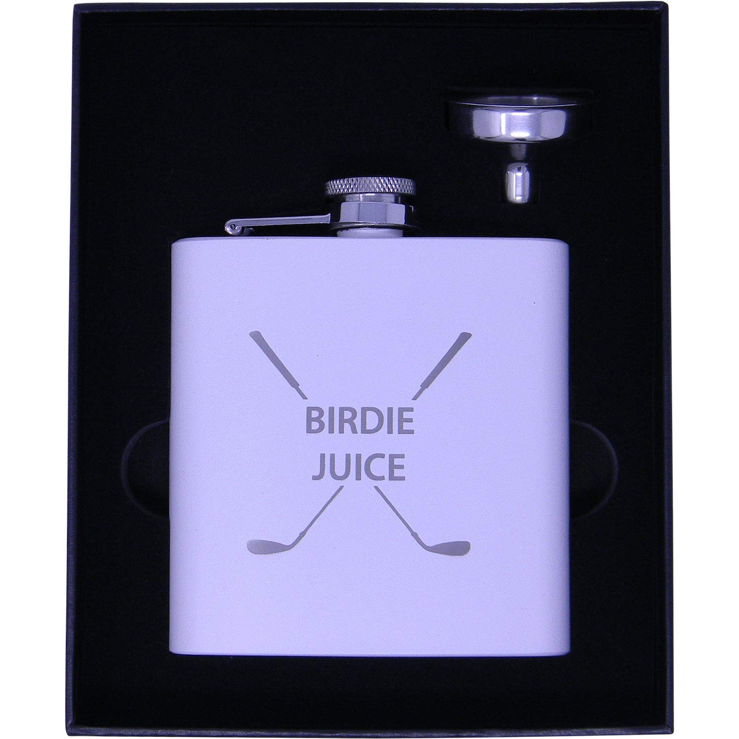 Premium Golf Birdie Juice Flask with Funnel & Gift Box - Perfect Christmas, Birthday, Valentine's Gift for Golfers - Stainless Steel White - Ideal for Golf Tournaments, Parties & On-Course Celebrations