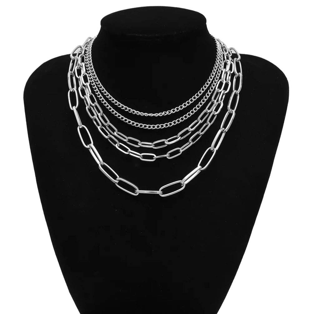 Chunky Punk Chain Silver Statement Collar Necklace for Women - Bold Gothic Jewelry for Parties, Concerts & Edgy Fashion