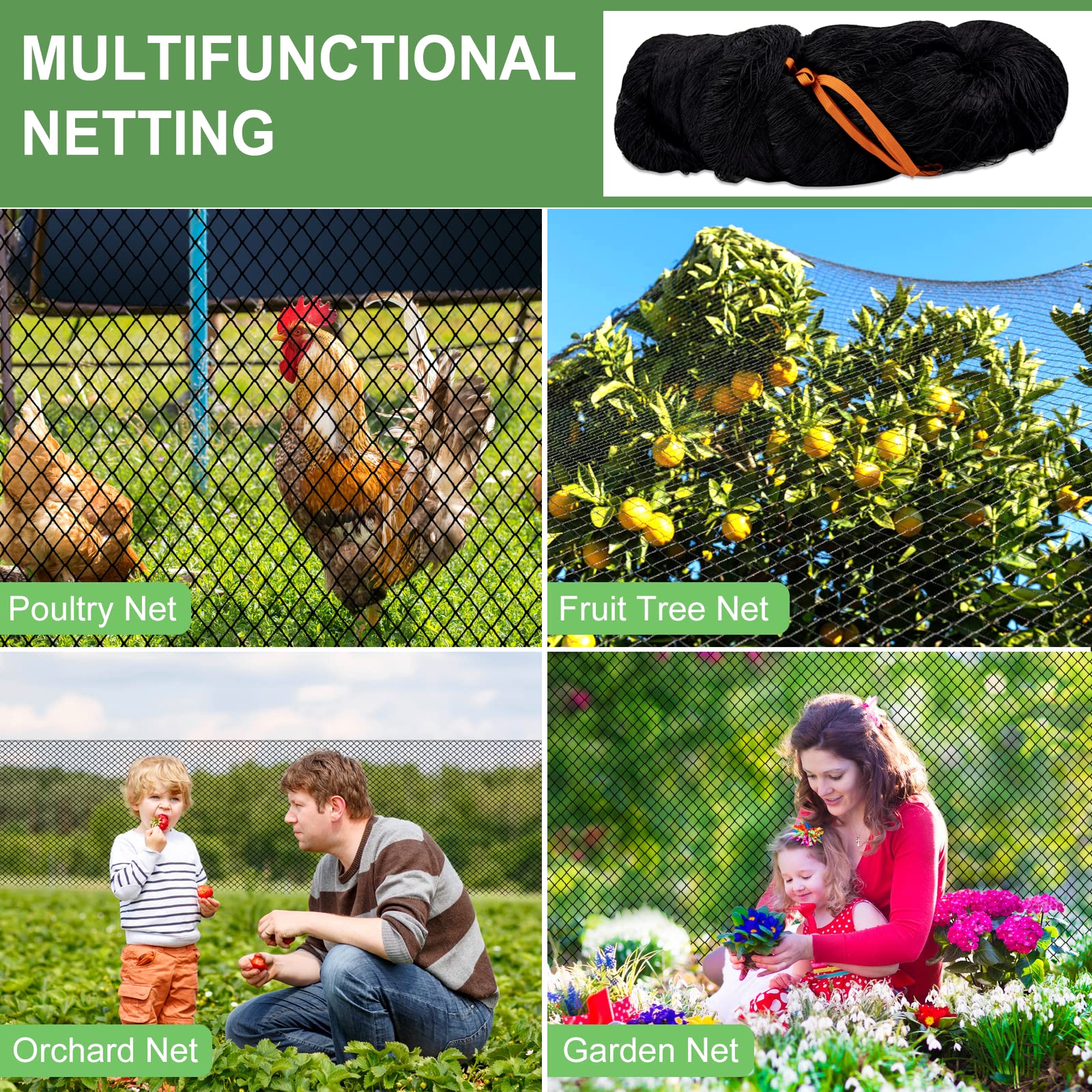 DQS 25’x50’ Heavy Duty Bird Netting - 1