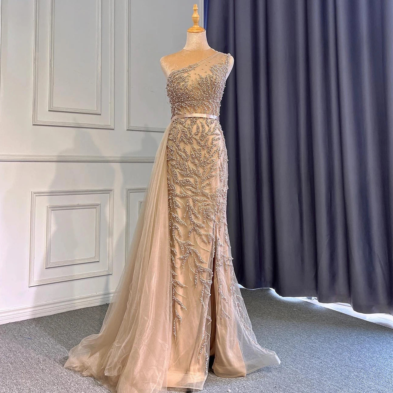 Serene Hill Pink High Split Mermaid Elegant Evening Dresses - Luxury Beaded Prom Gowns for Women 2025 | Perfect for Formal Parties, Weddings & Red Carpet Events LA71582