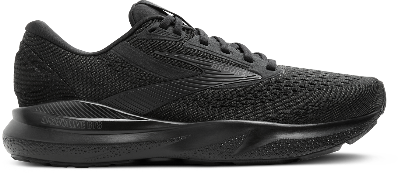Women's Adrenaline GTS 24 WIDE Running Shoes - Black/Black/Ebony - Supportive Cushioned Sneakers for Jogging, Walking & Gym Workouts