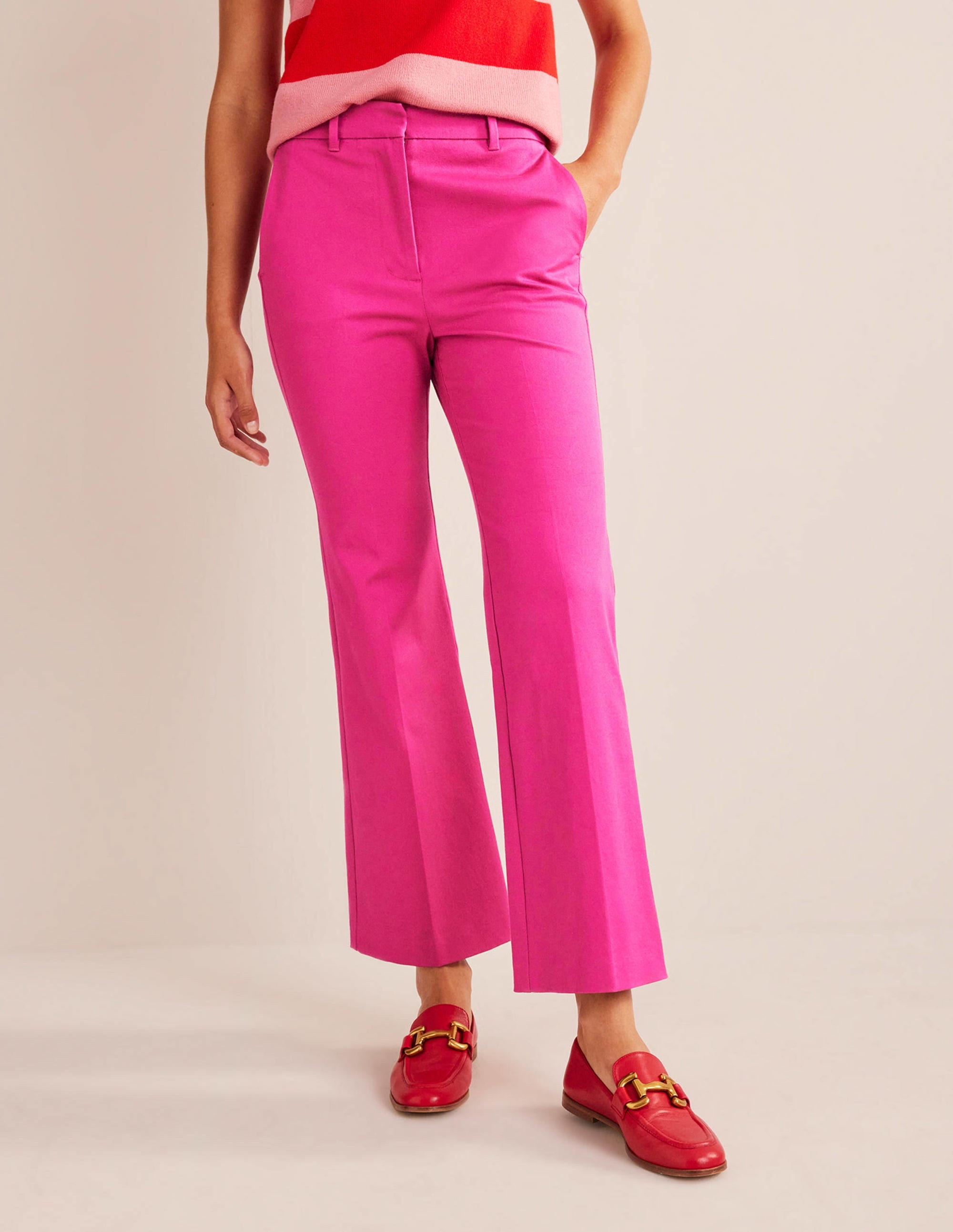 Women's Bi-Stretch Crop Flare Pants in Magenta - Comfortable High-Waisted Yoga Pants for Workout, Lounge & Casual Wear