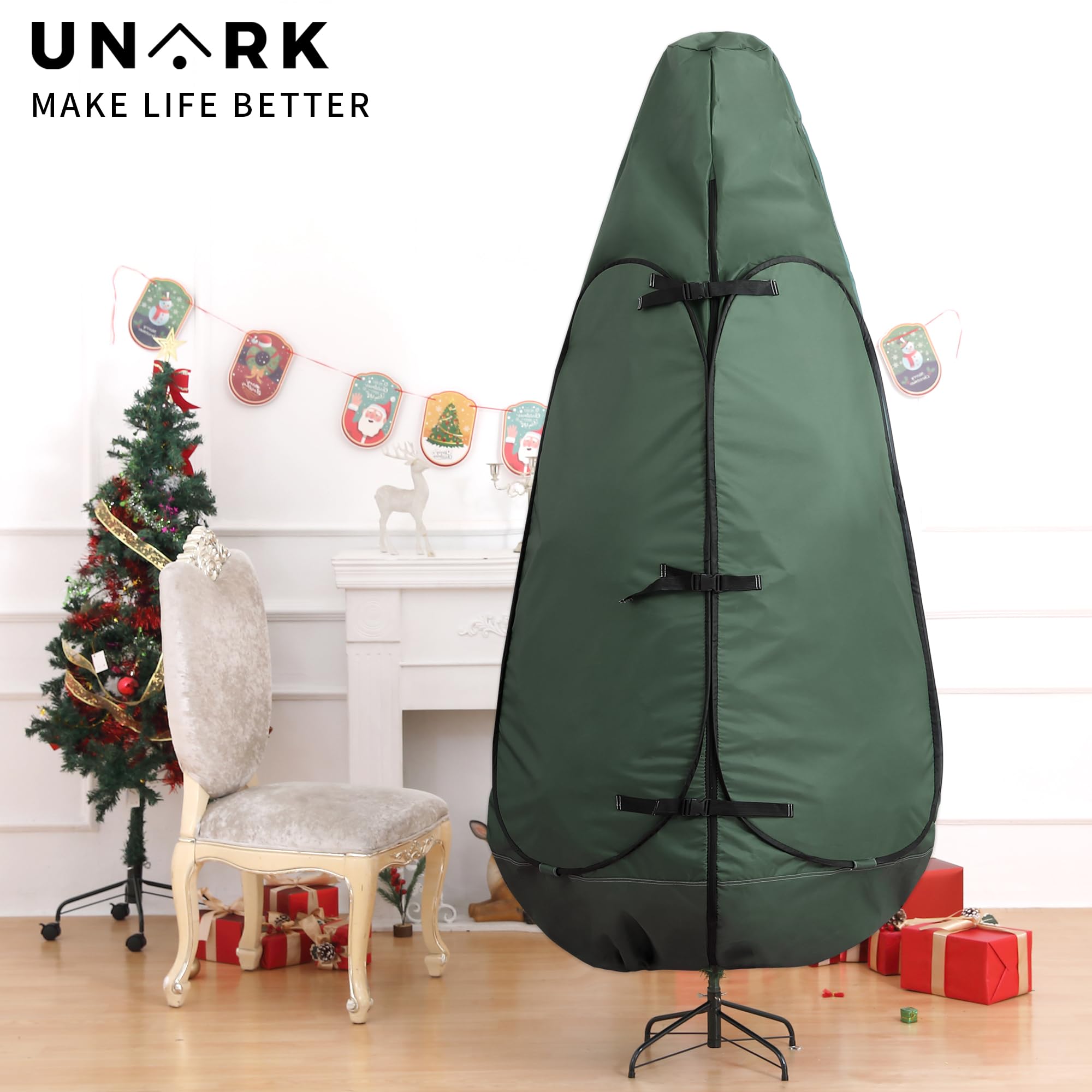9 ft Christmas Tree Storage Bag - Heavy Duty Green Tree Cover for Upright Storage (Fits 8-10 ft Artificial Trees) | Holiday Decor Organization & Protection