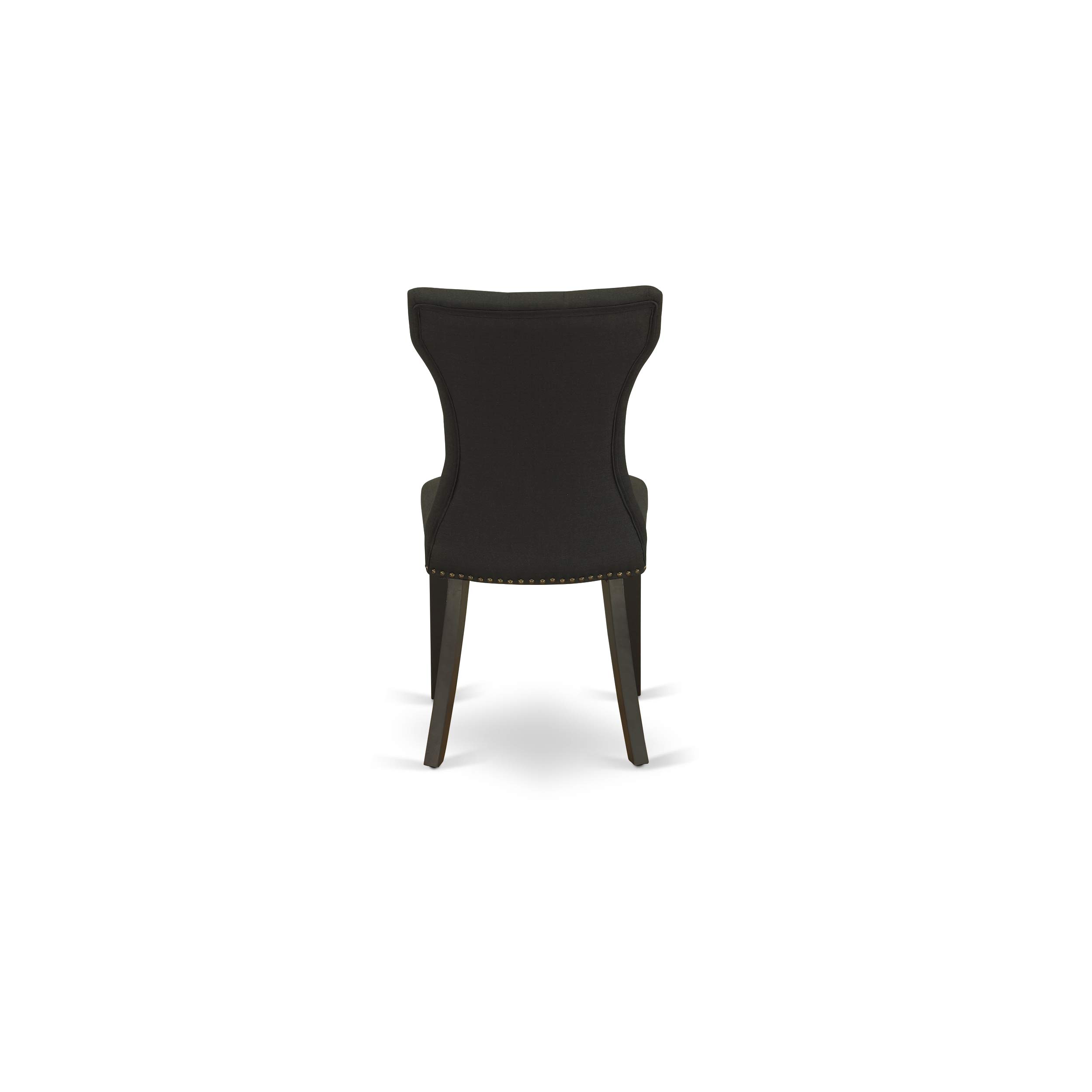 East West Furniture SHGA5-BLK-24 5-Piece Round Dining Table Set for 4 - 42x42 Inch Black Kitchen Table with Pedestal Base & 4 Black Linen Upholstered Chairs - Perfect for Small Spaces, Breakfast Nooks, and Cozy Kitchen Dining