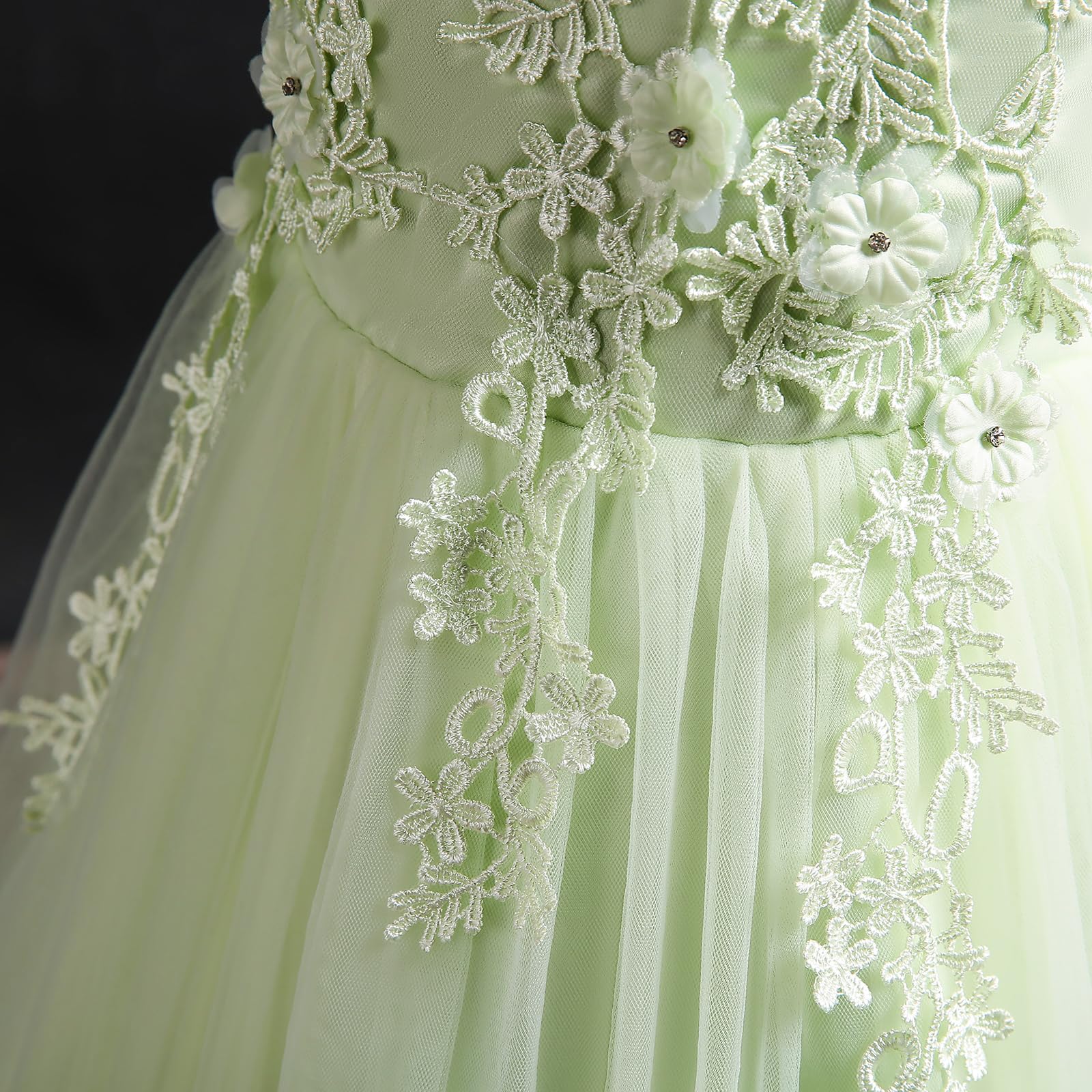 Little Big Girl Flower Tulle Dress Princess Pageant Gown for Birthday Party Wedding Formal Dance Evening Floor Length Maxi Dress – Perfect for Pageants Photos Holidays