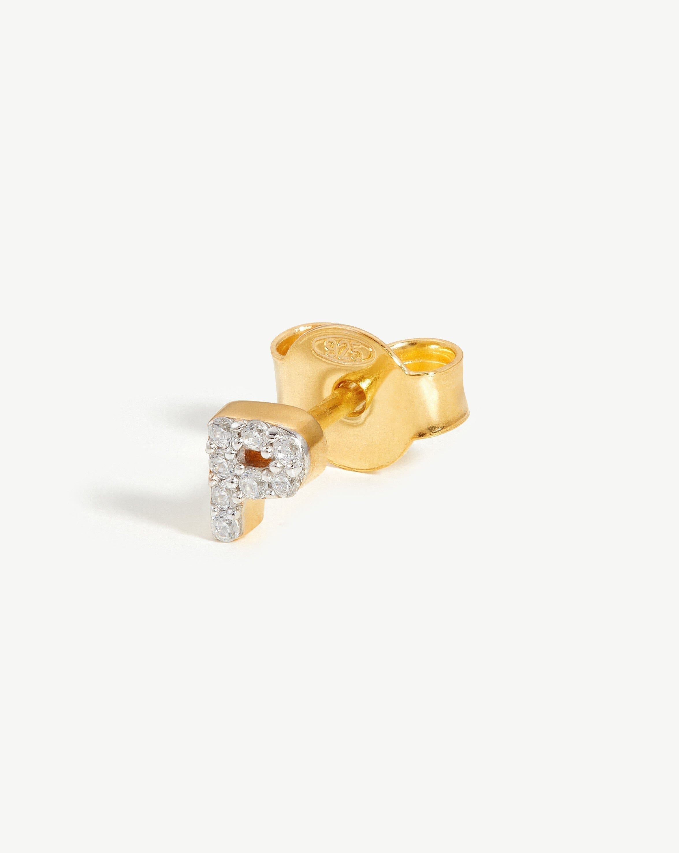 Pave Initial Single Stud Earring - Personalized 18k Gold Vermeil & Cubic Zirconia Monogram Jewelry | Elegant Gift for Women, Birthday, Anniversary | Perfect for Everyday Wear & Special Occasions