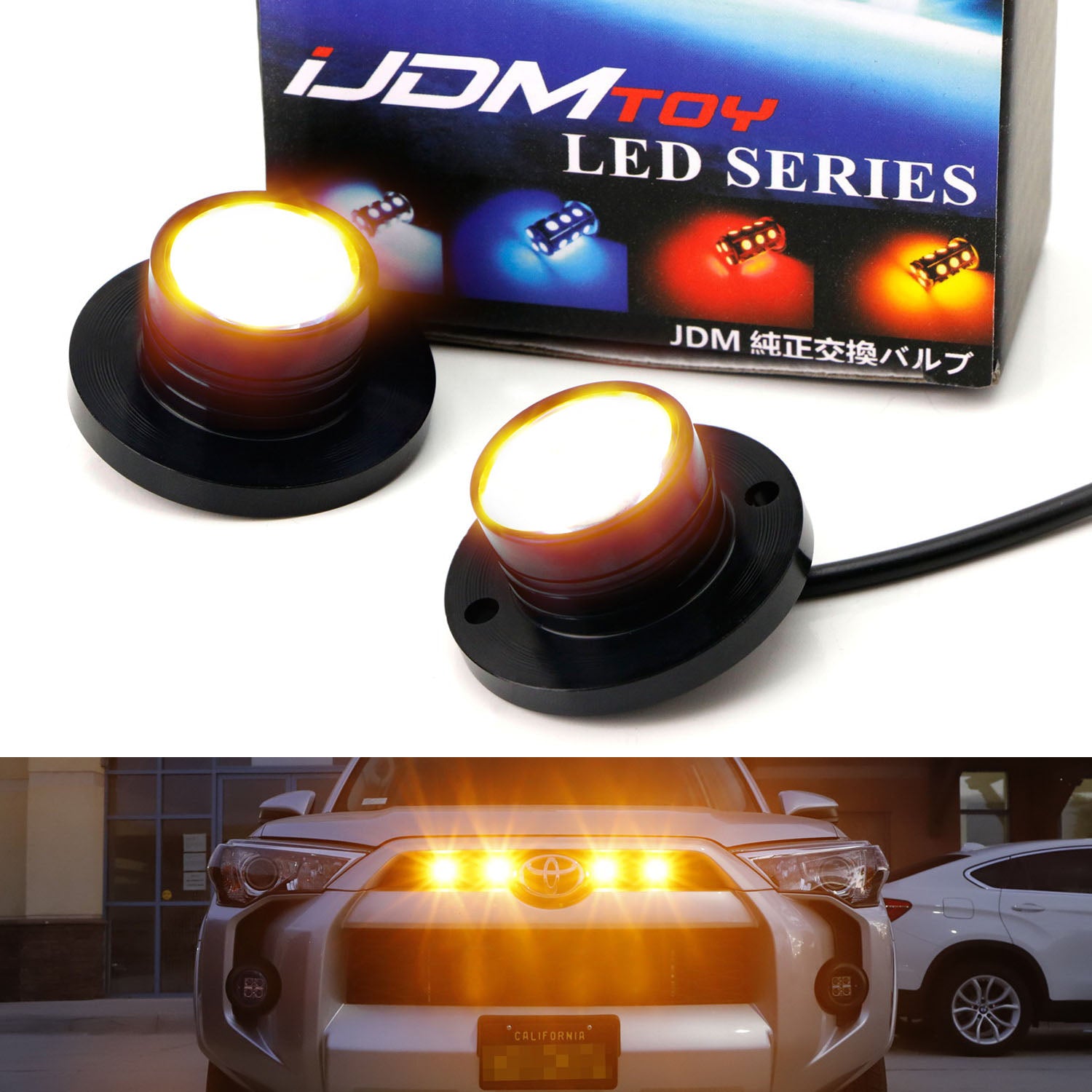 High Power 12 LED Surface Flush Mount Strobe Flash Side Marker Lights - Waterproof Vehicle Safety Lighting Kit for Trucks, Trailers & Emergency Vehicles - Day/Night Visibility Enhancement
