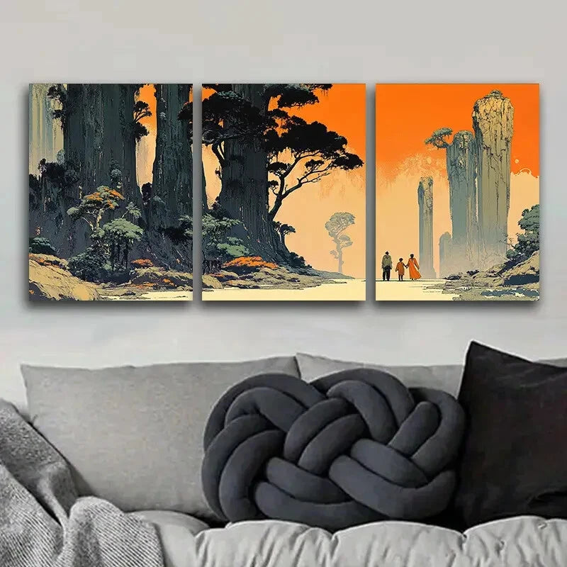 3-Piece Strange Planet Classic Modern Metal Wall Art - Ready to Hang Home Decor for Living Room, Bedroom & Office | Unique Space-Themed Prints